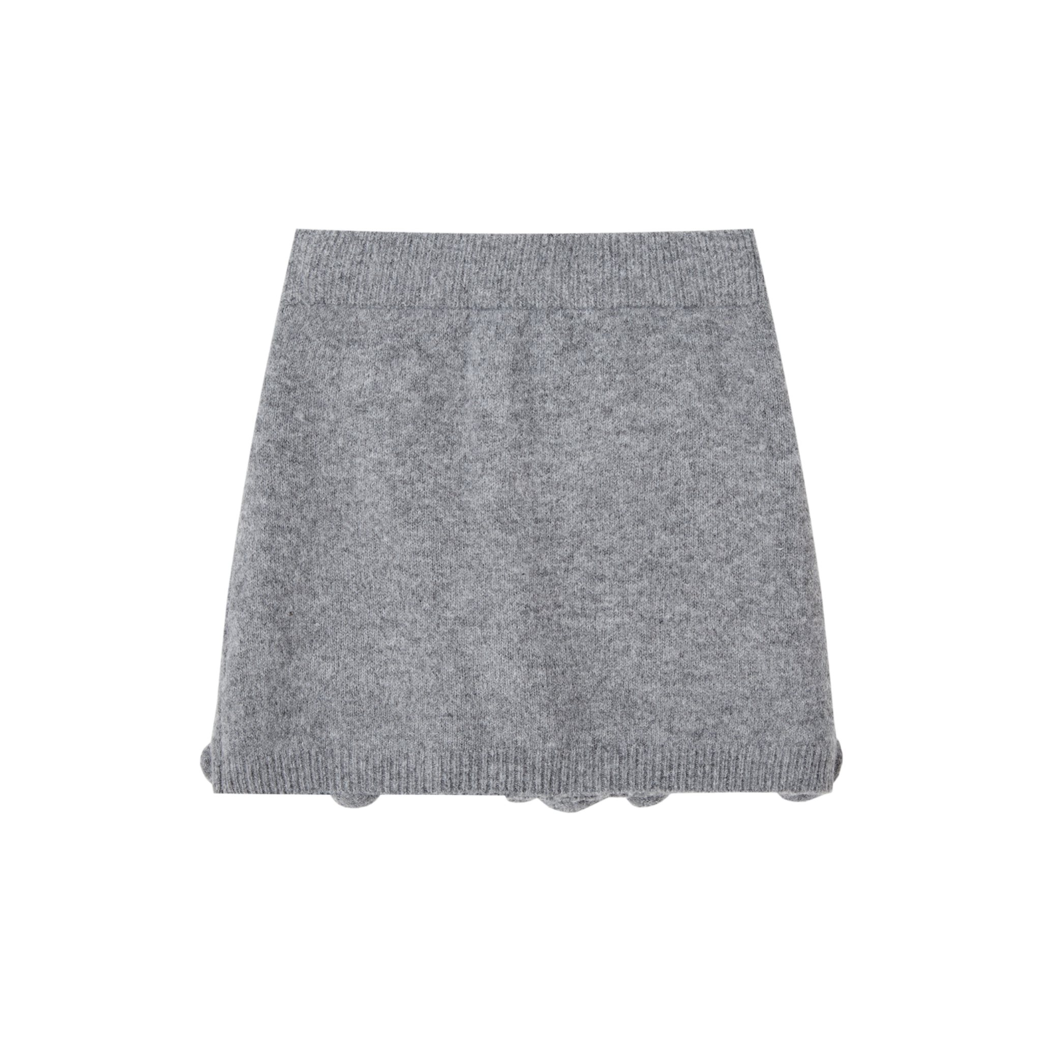 3D Rose A-line Knit Midi Skirt in Gray