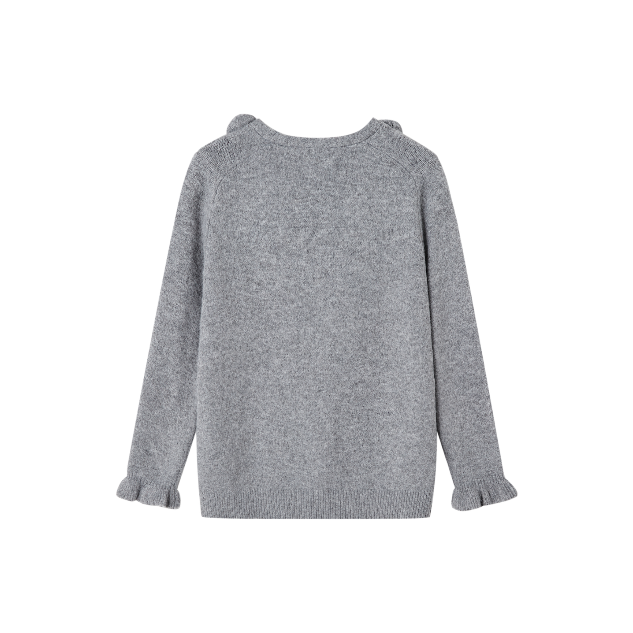 3D Rose V-neck Long-sleeved Sweater in Gray