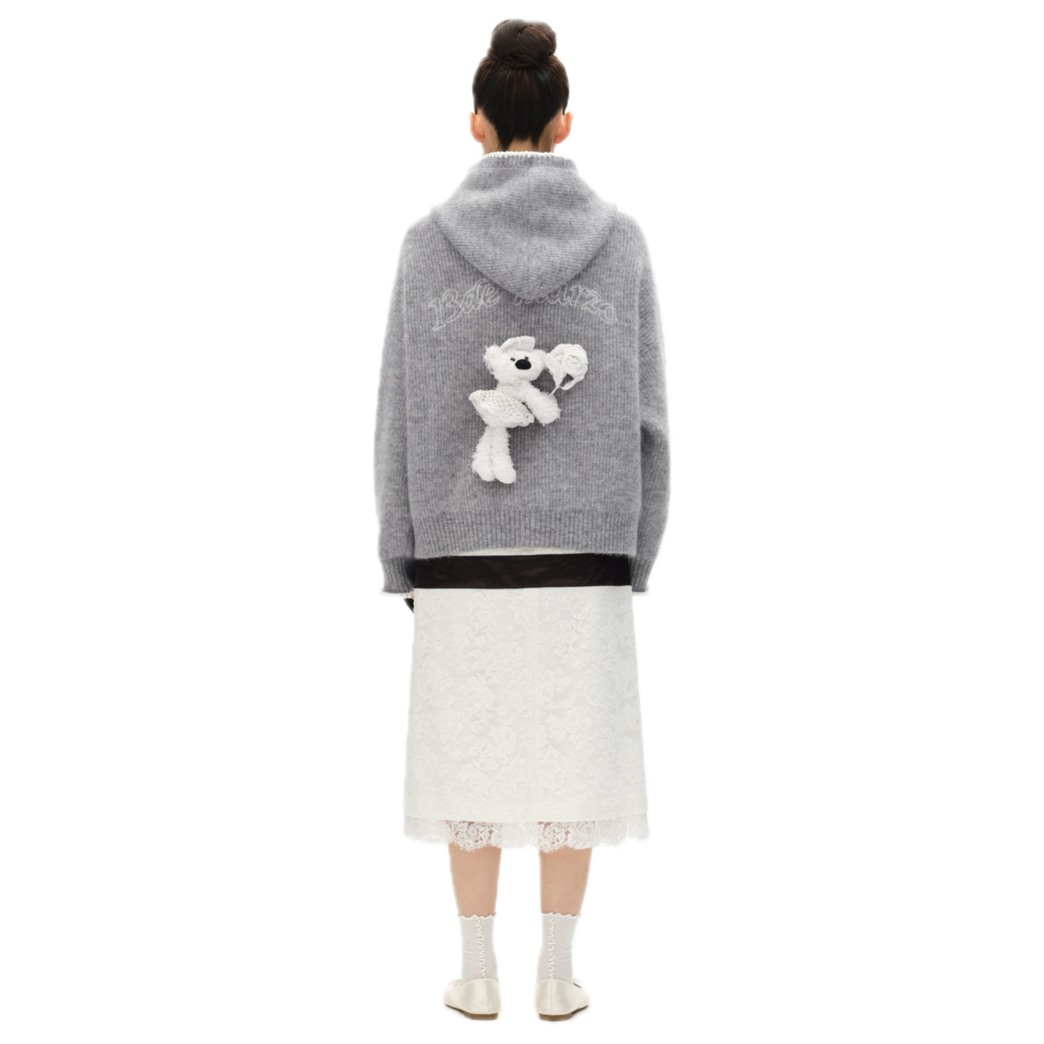 Reverie by Caroline Hú Collaboration Knit Hoodie in Grey