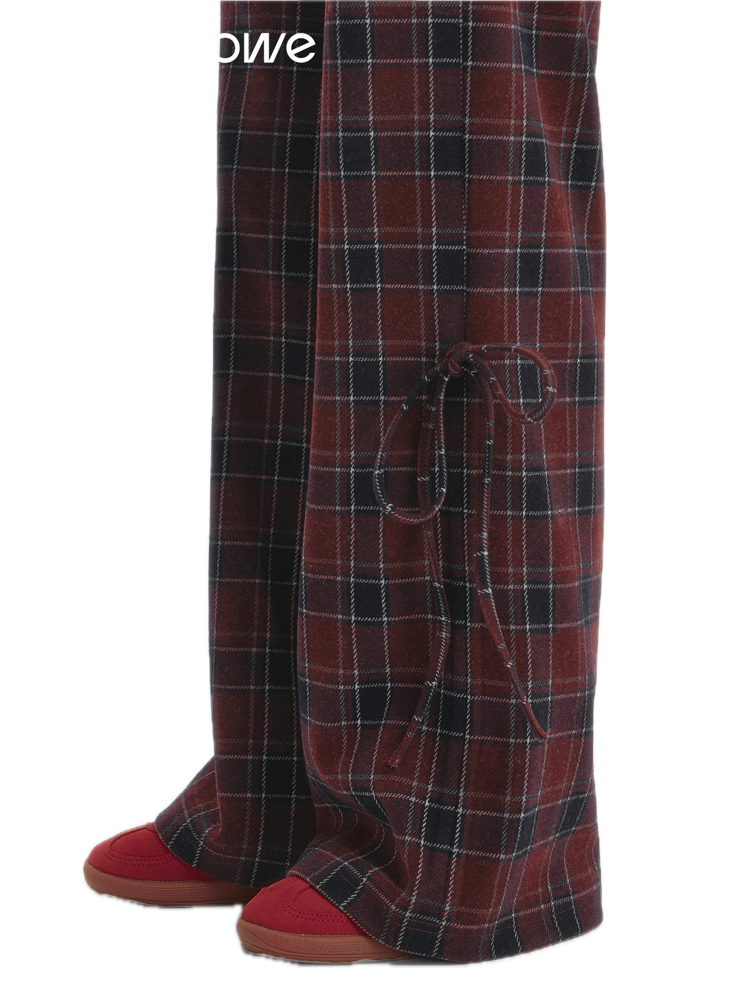 Checkered Drawstring Bow Trousers