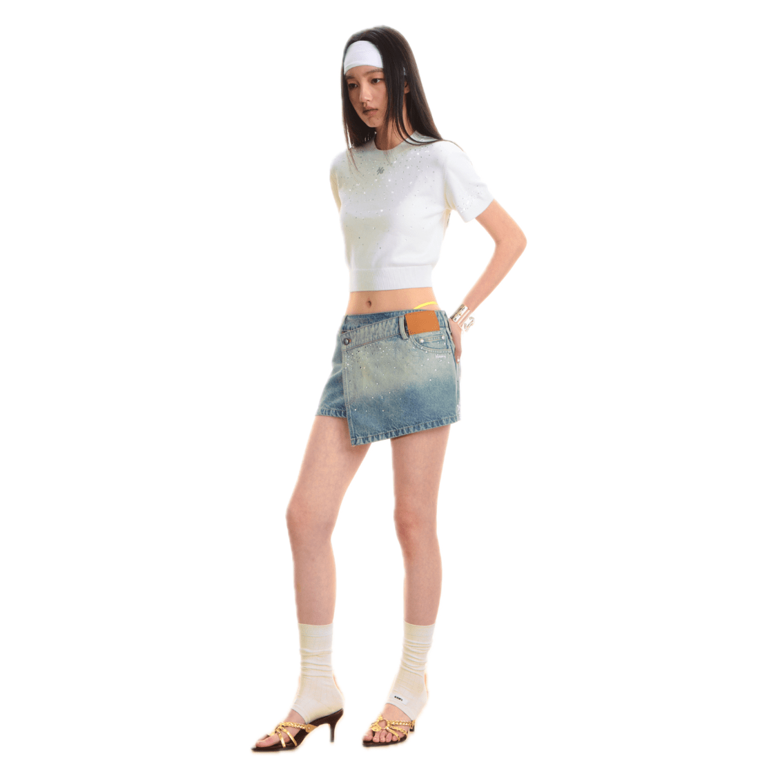 NAWS 5 Carat Origami Denim Skirt in Blue | MADAX