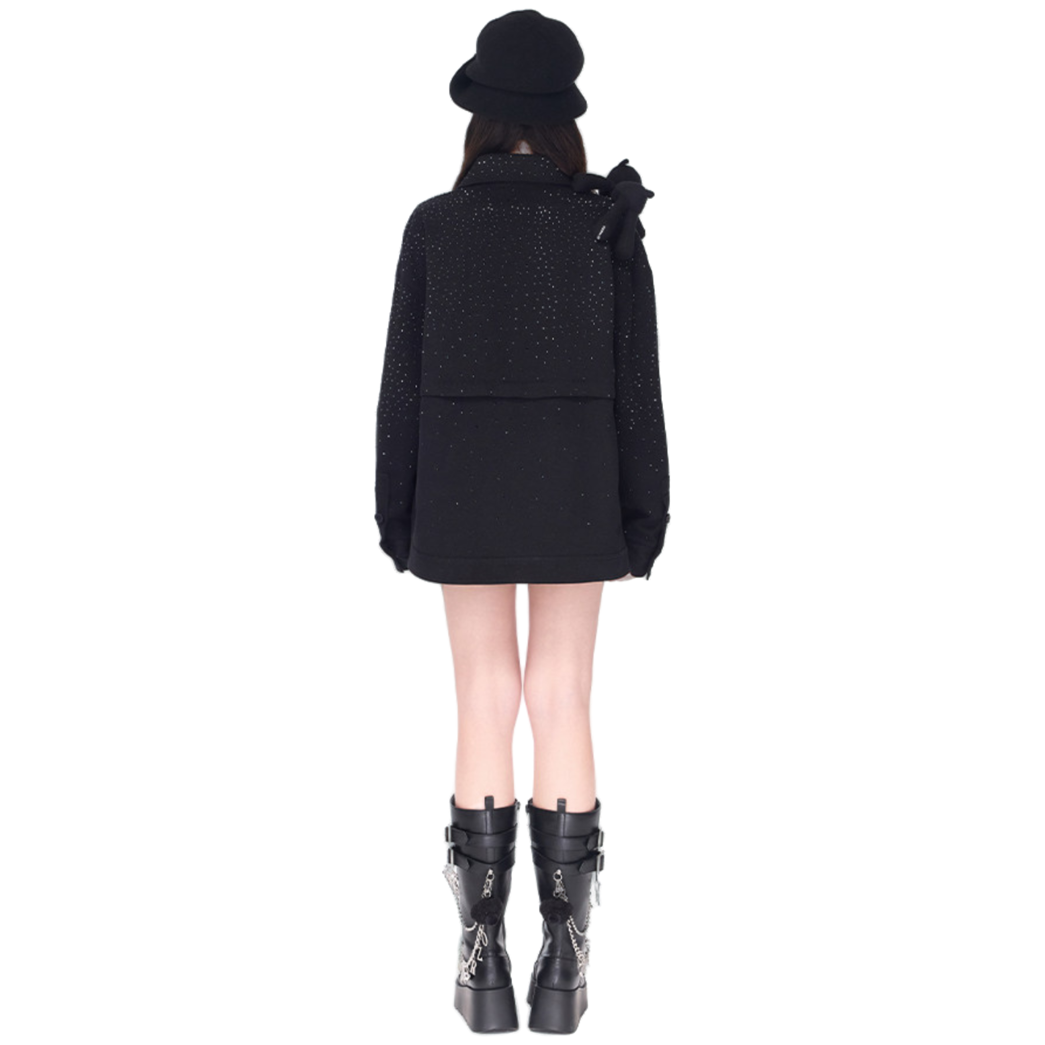 满身仿钻工装衬衫 黑色