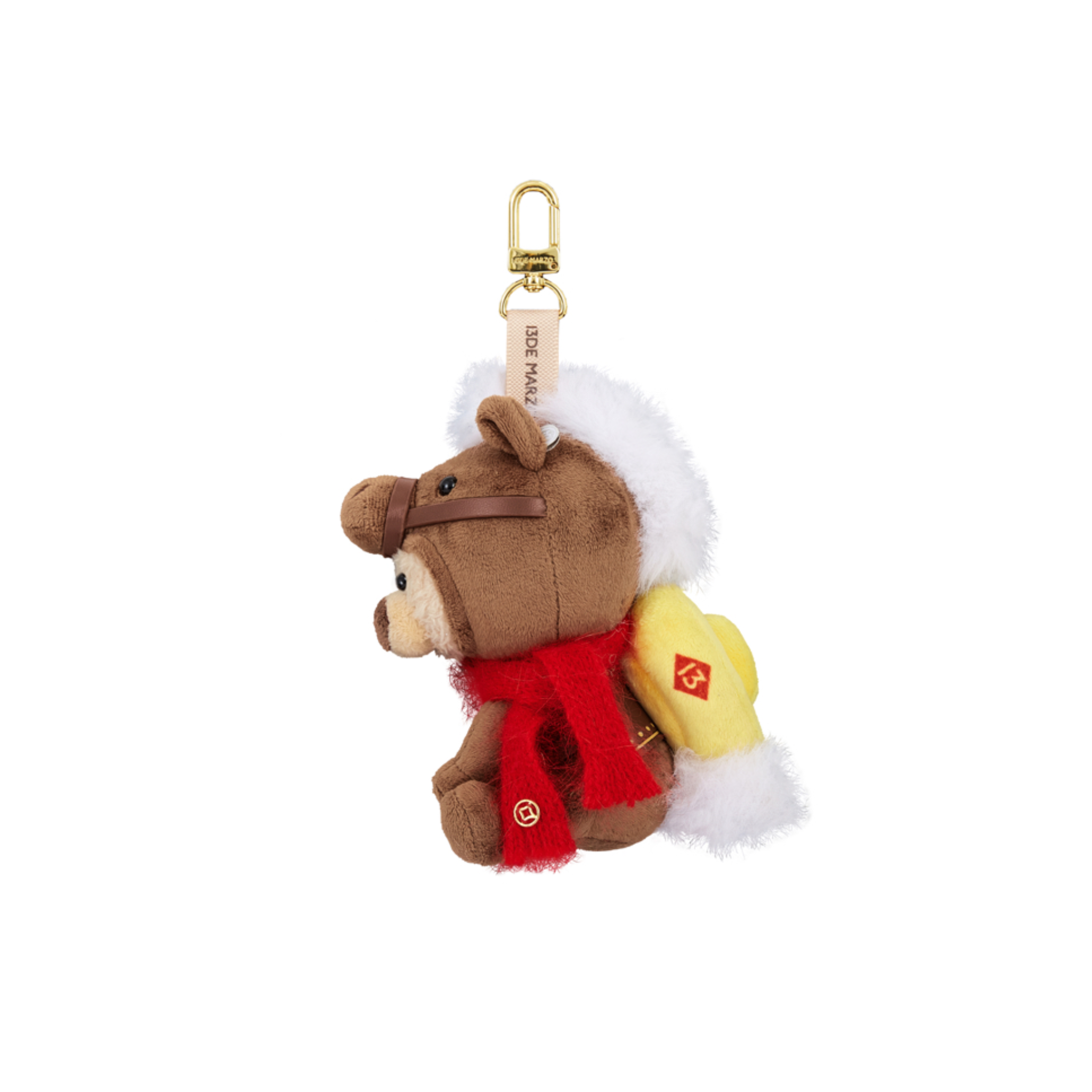 Year of the Horse Limited Edition Gold Ingot Horsed Bear Plush Bag Keychain in Brown