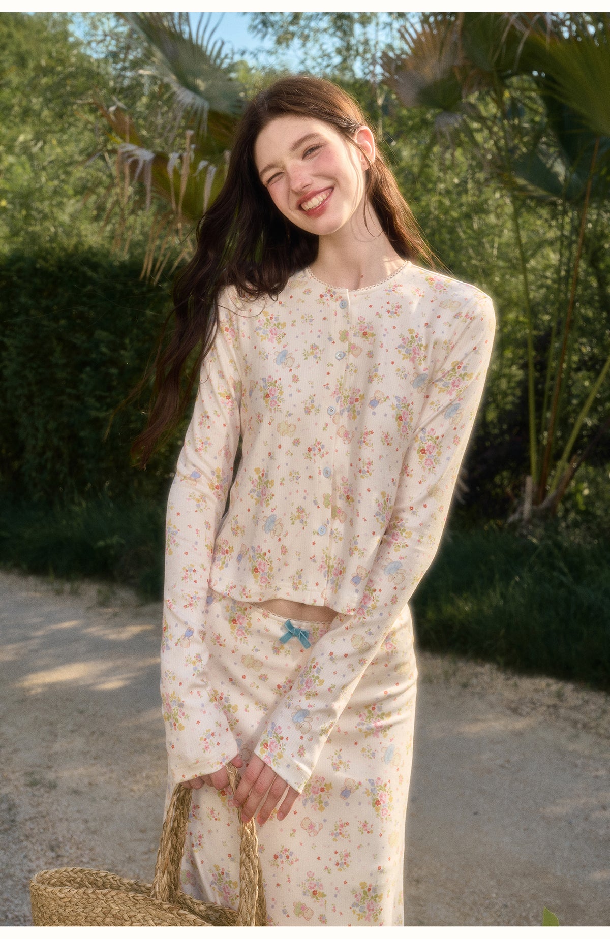 About The Bear-Patterned Cardigan in Beige