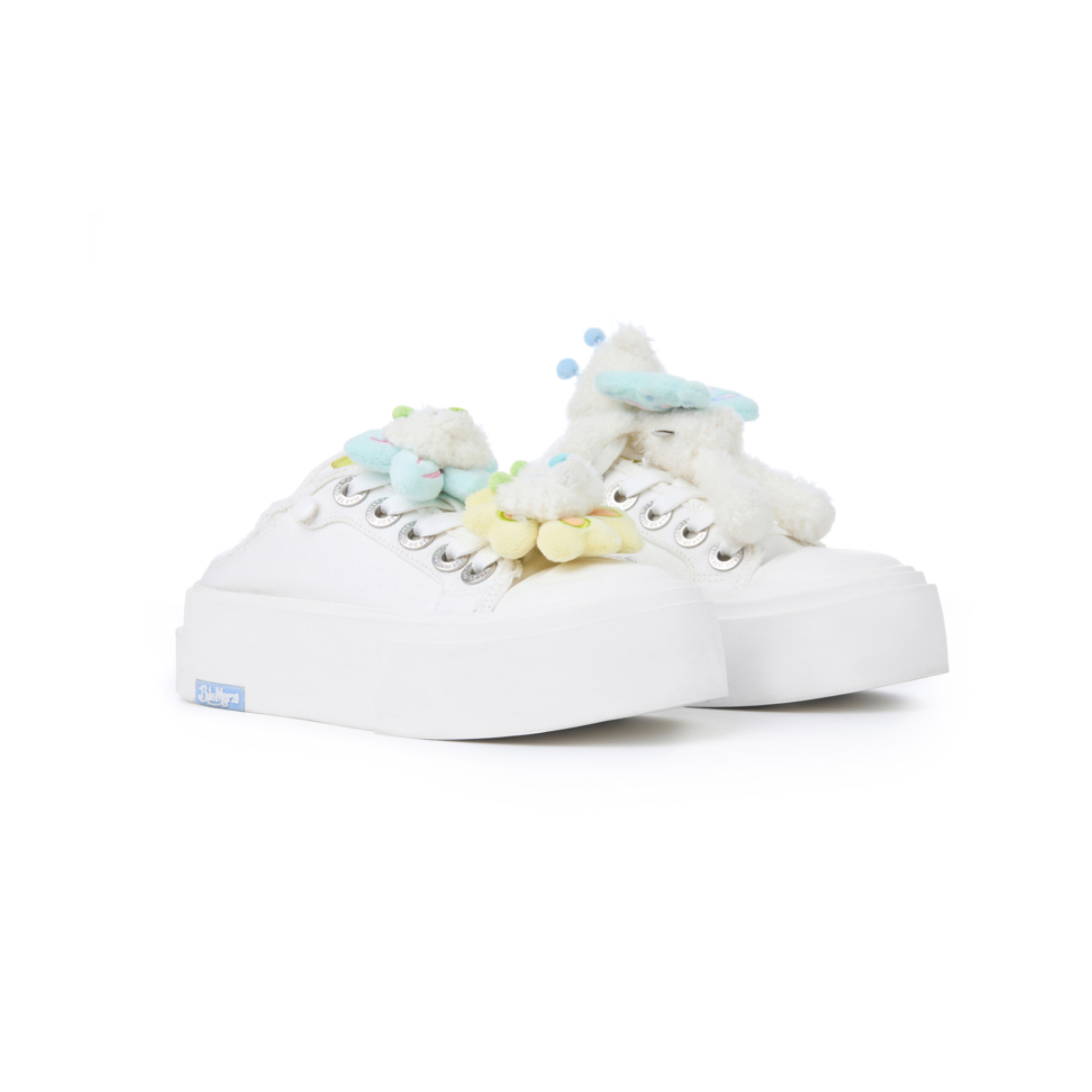 小熊帆布半拖包头拖鞋 白色