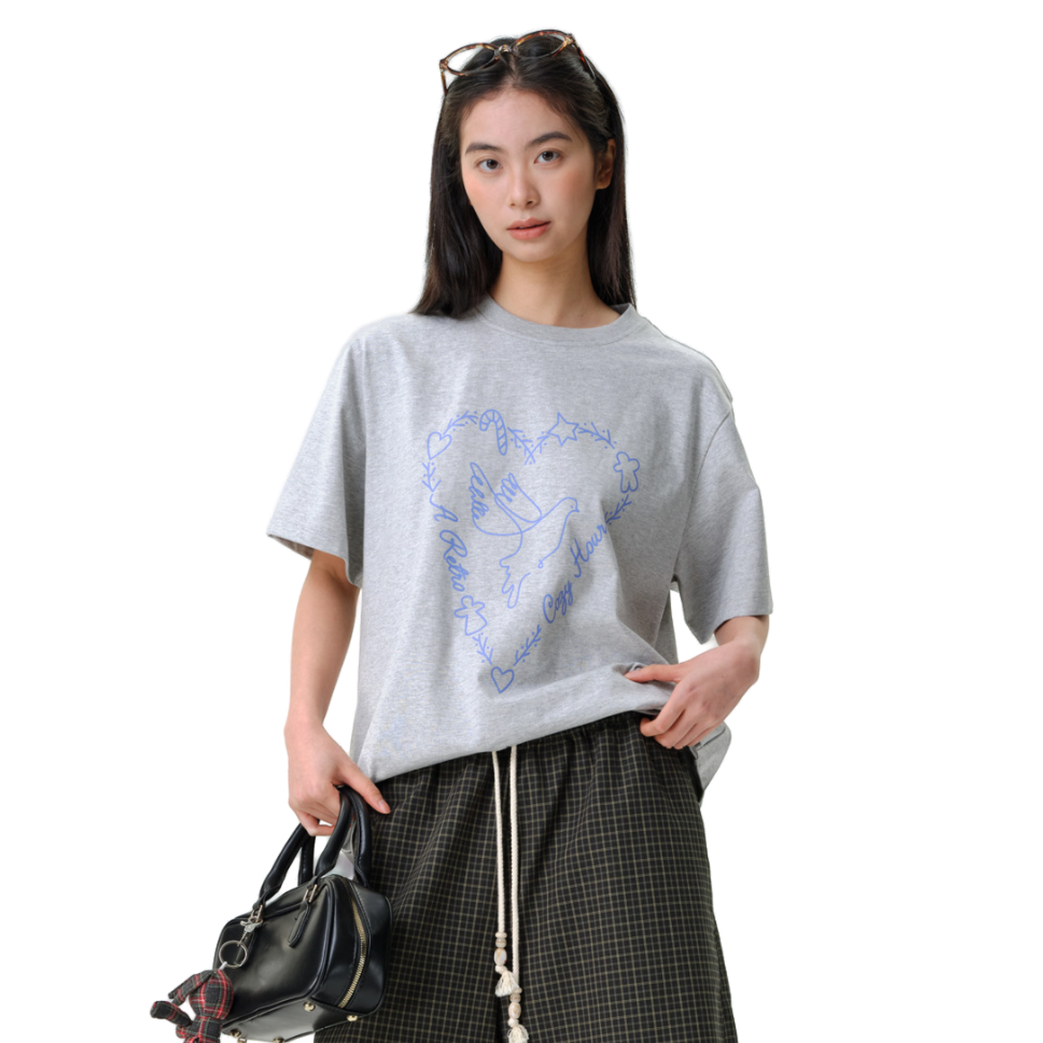 Heart-shaped Dove T-shirt in Gray