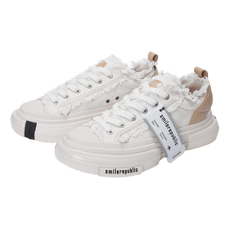 SMILEREPUBLIC 70s Classic Low - top Canvas Shoes in White | MADAX
