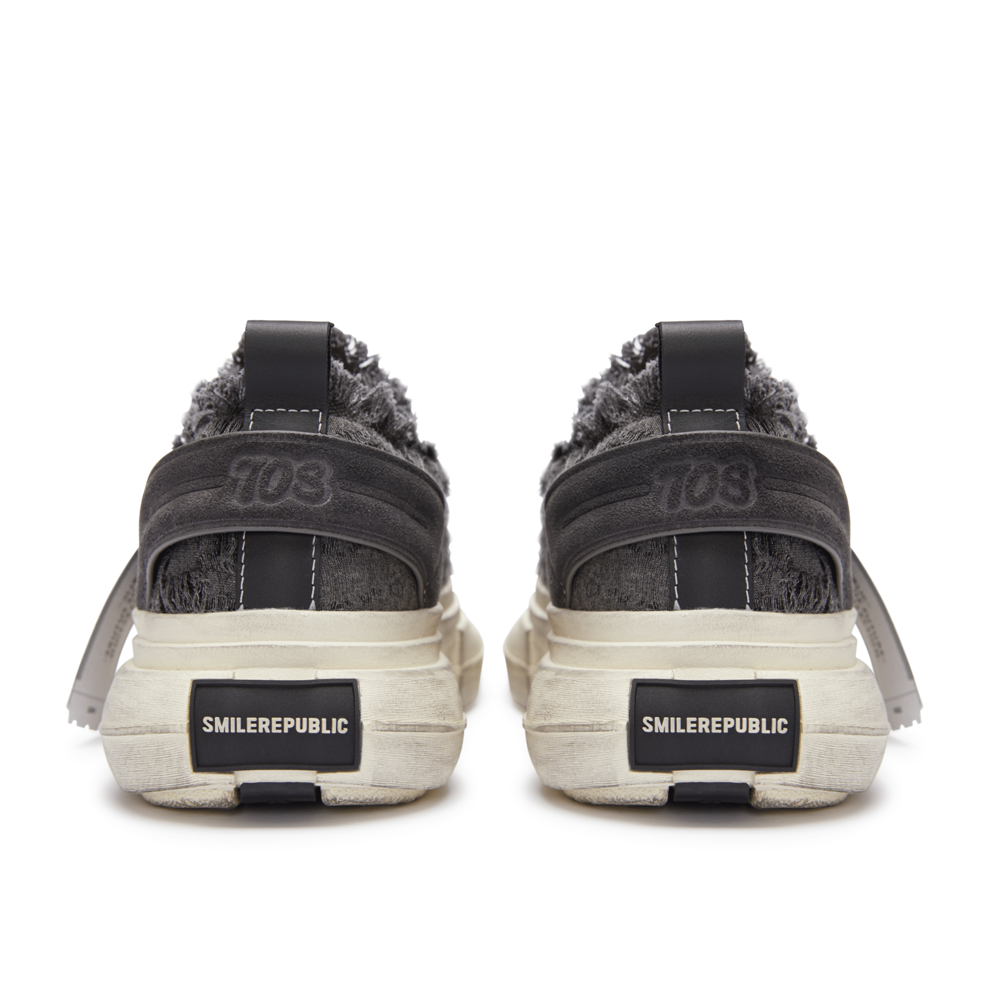 SMILEREPUBLIC 70s Distressed Grey Tassel Low - top Platform Shoes | MADAX