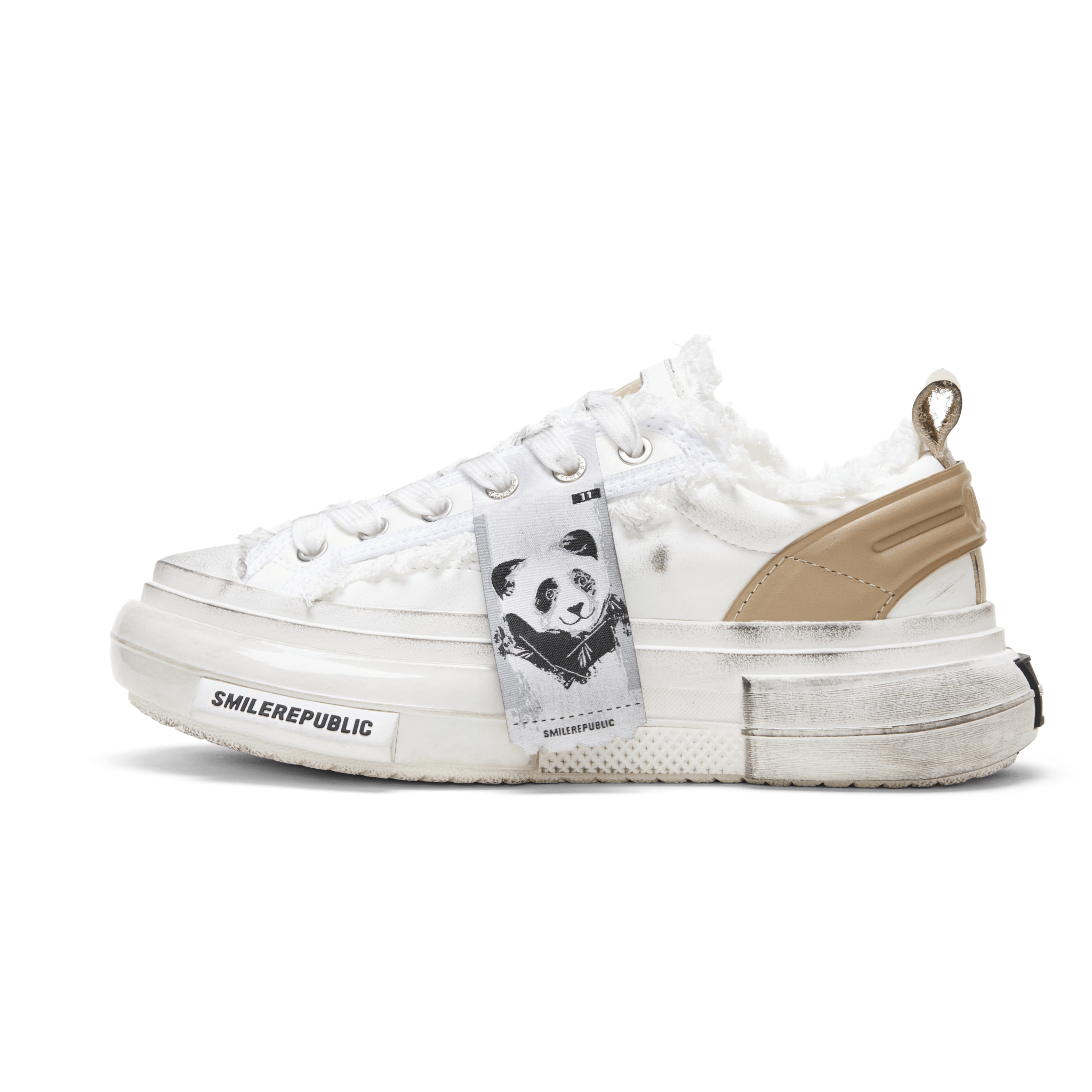 SMILEREPUBLIC 70S Vintage Panda Airplane Logo Special Edition Low - top Platform Shoes | MADAX