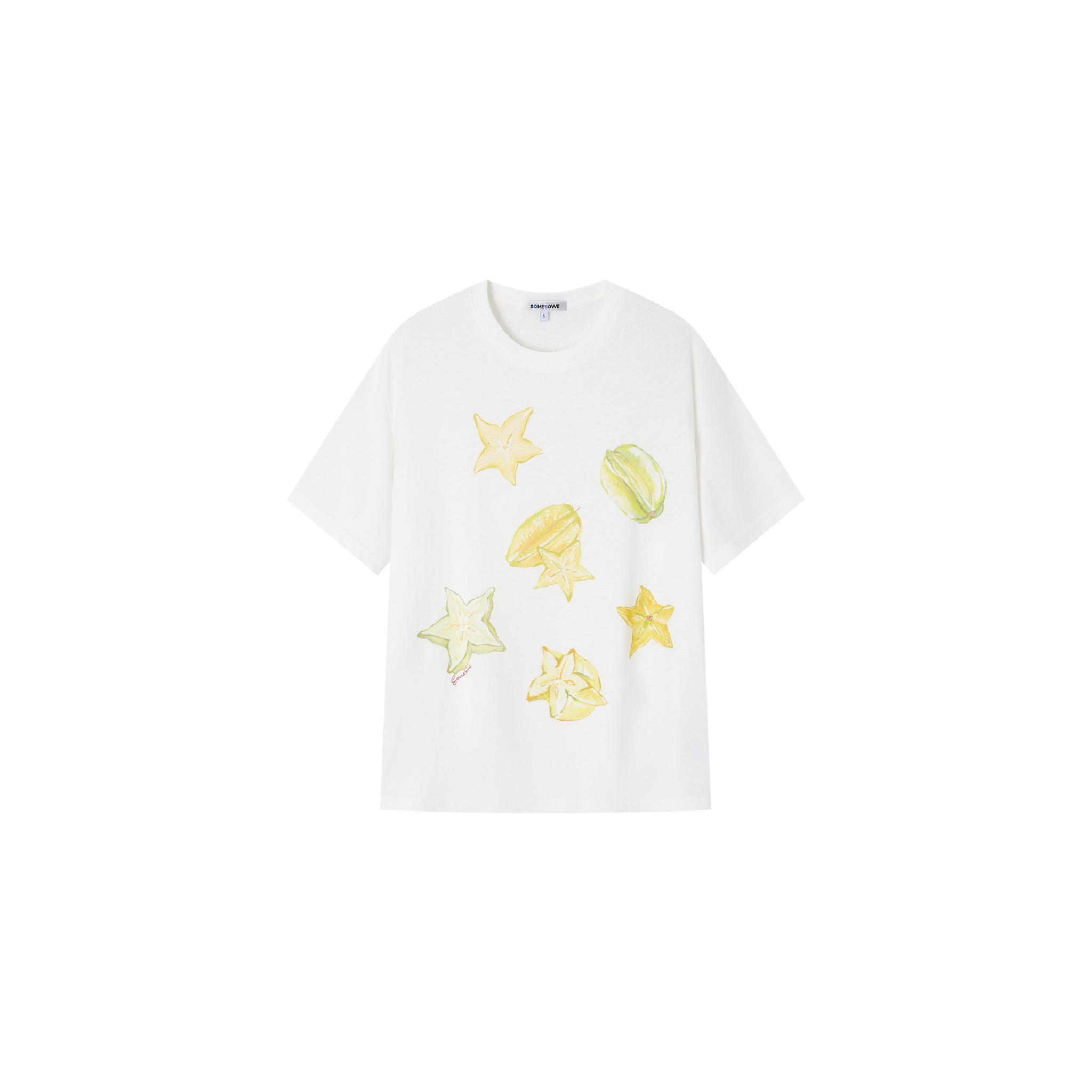 Colorful Starfruit Casual Short-Sleeve T-Shirt in White