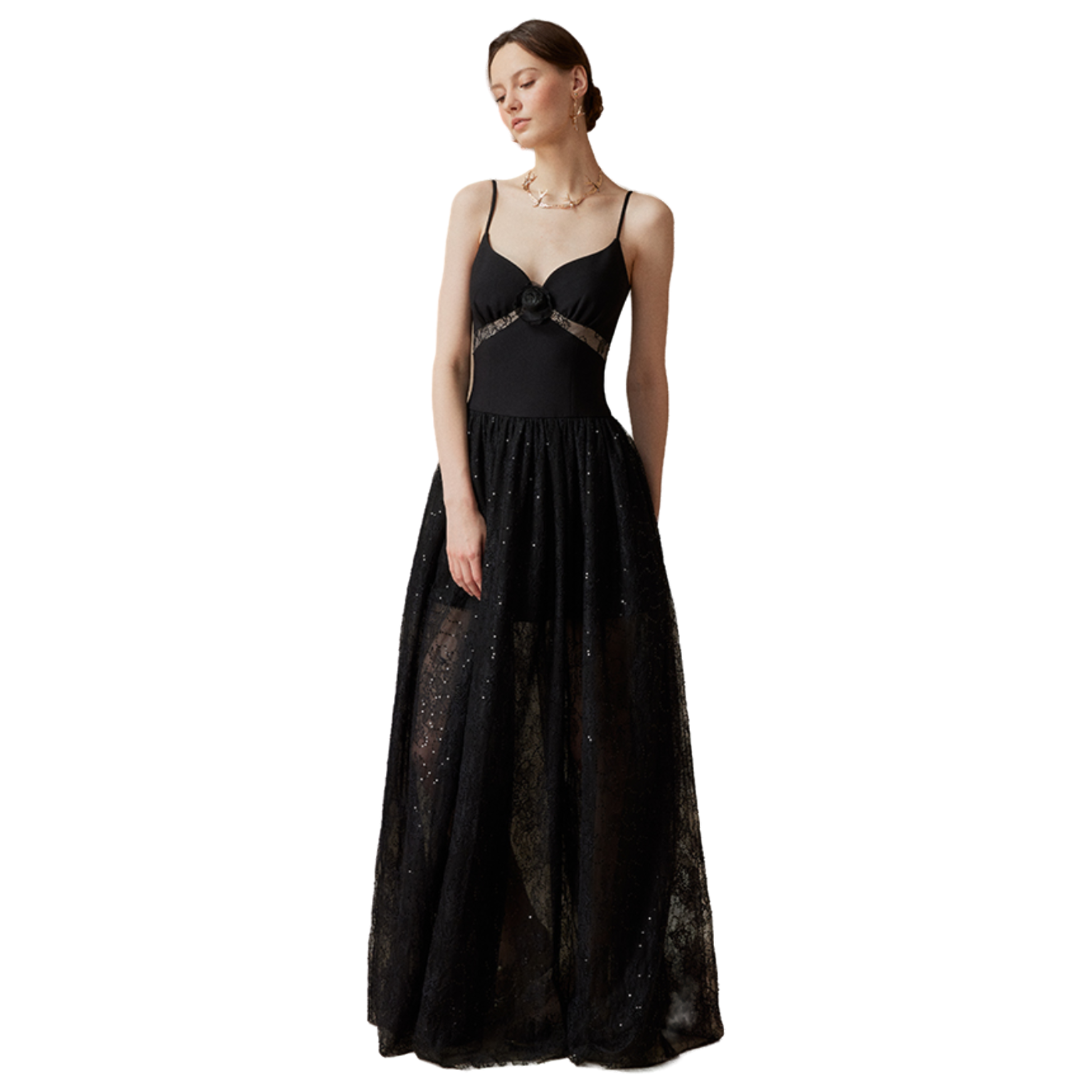 Dark Starry Night Spaghetti Strap Maxi Dress
