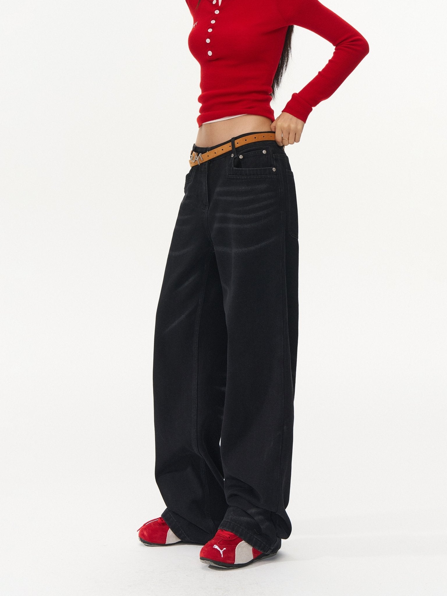 9-1 Cow Scratch Jeans In Black | MADAX