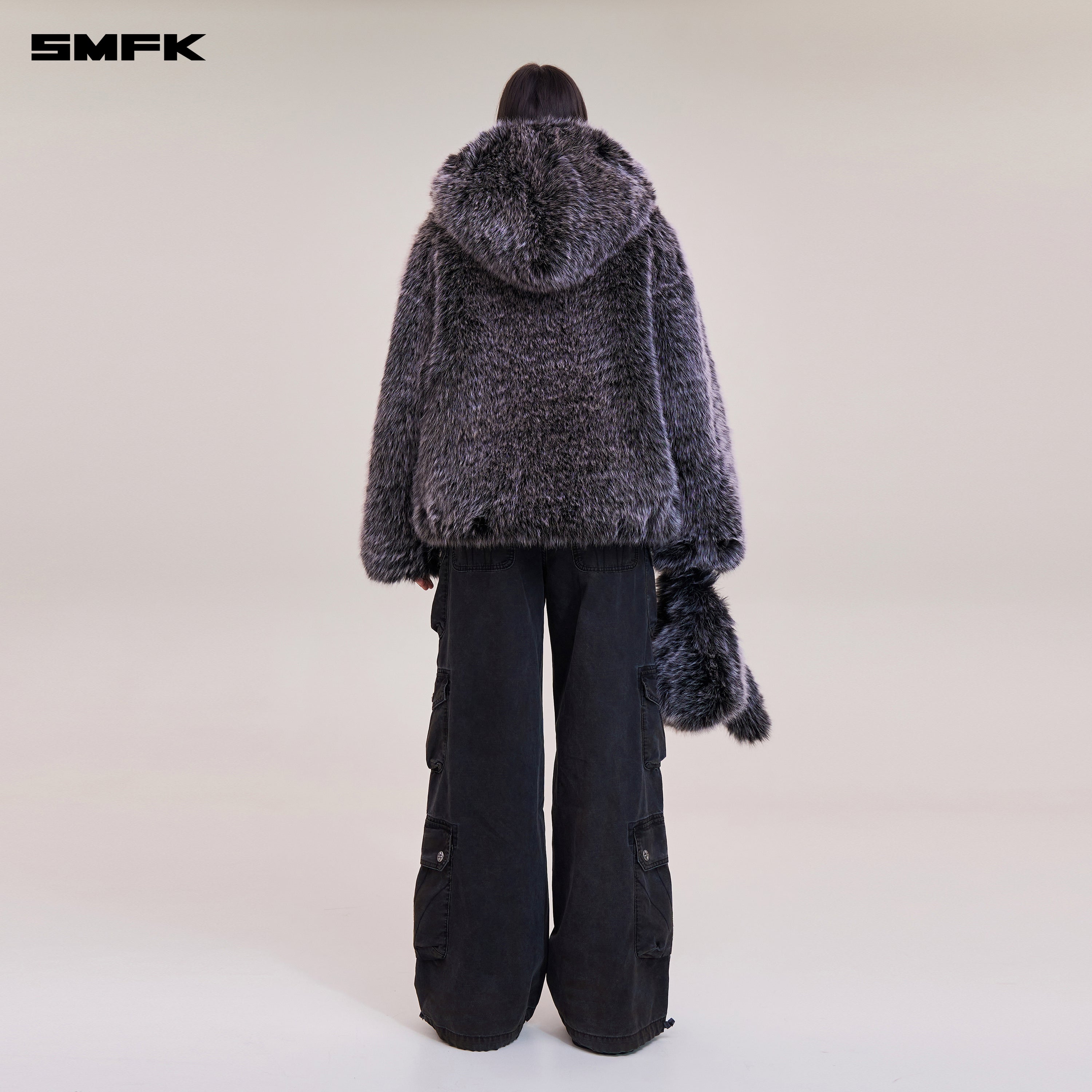 クロススタチュー ウェイストランド ワイドレッグ パーカー シルバー ブラック フォックス