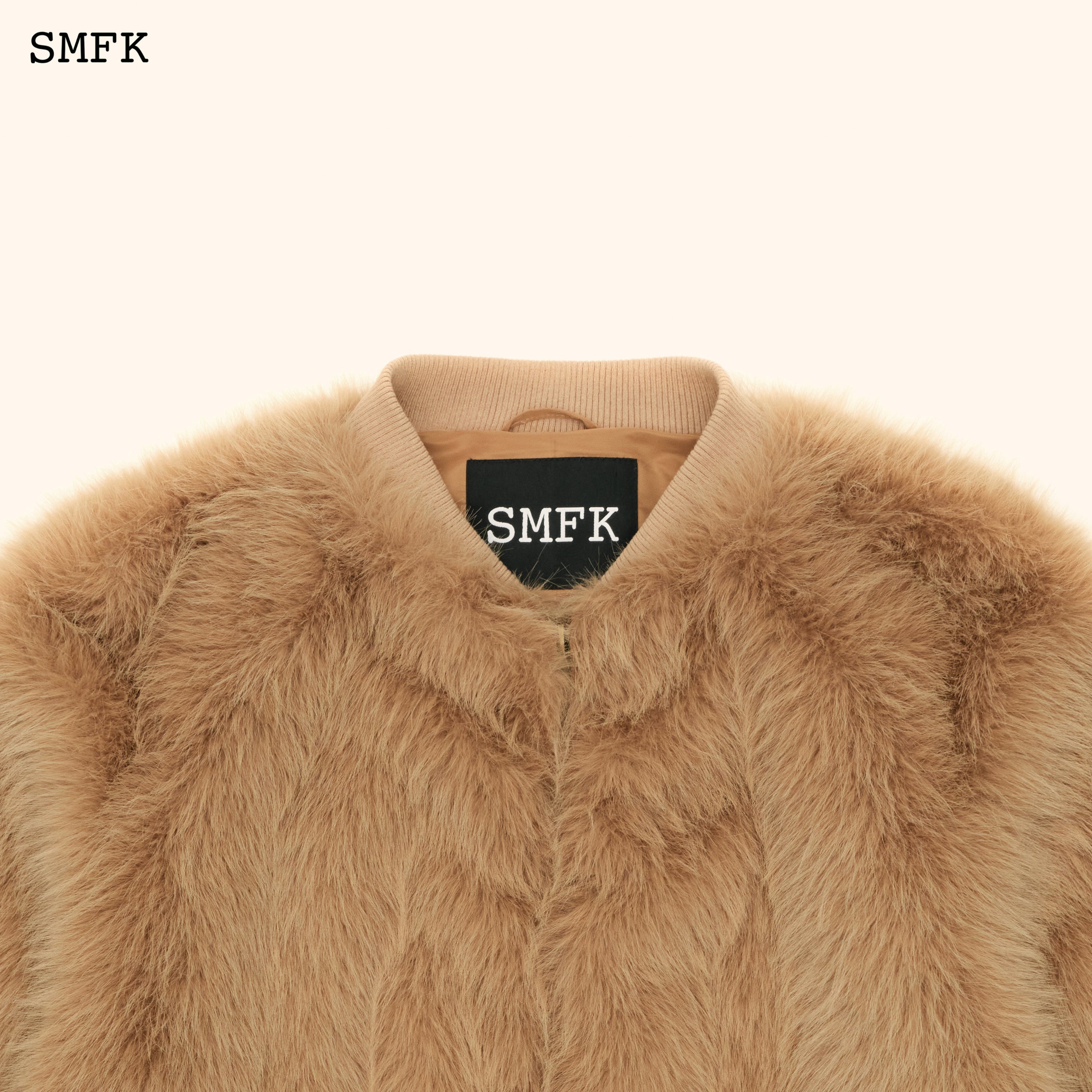 WildWorld Baseball Faux Fur Jacket In Wheat