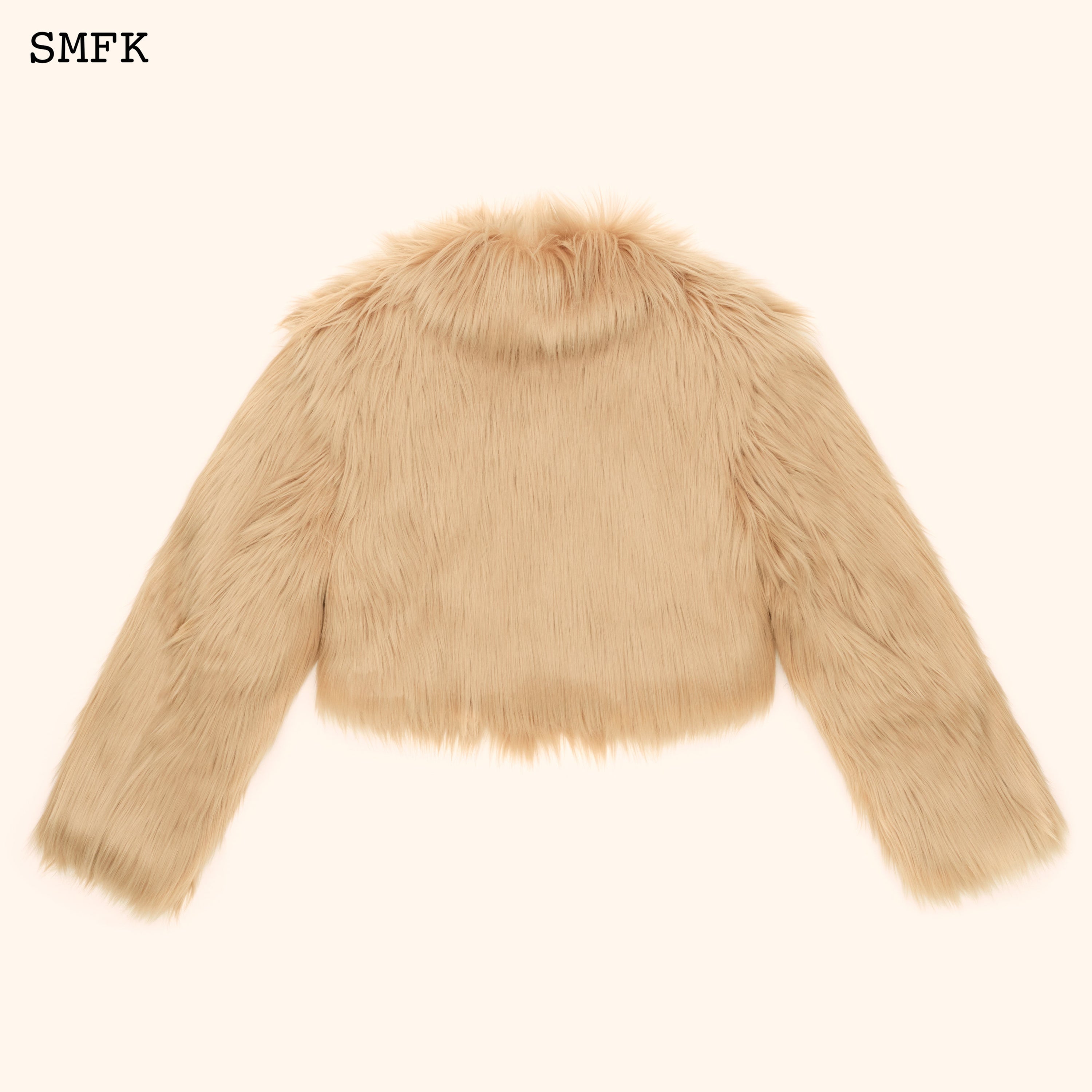 WildWorld Faux Fur Short Jacket In Wheat