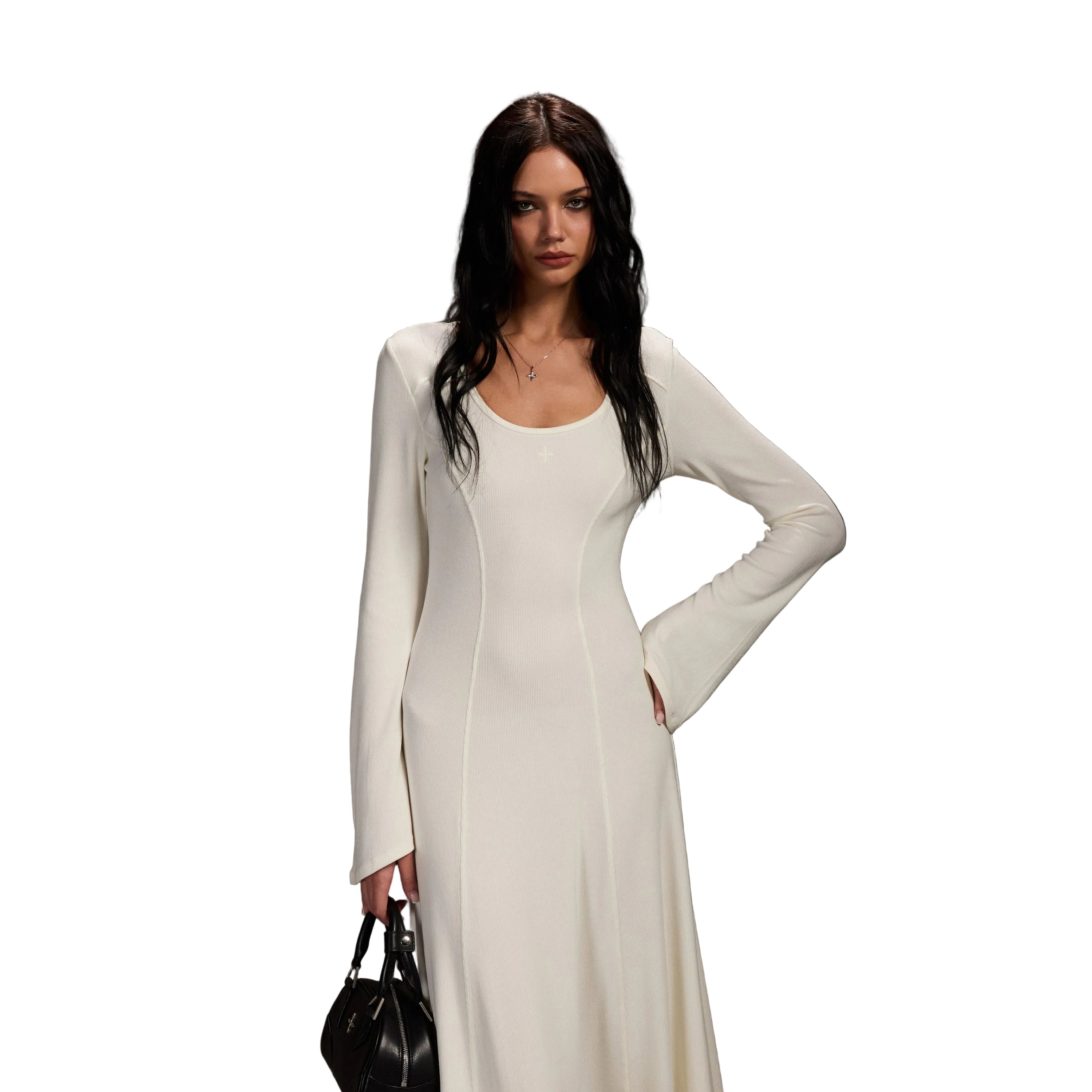 Long-Sleeved White Dress
