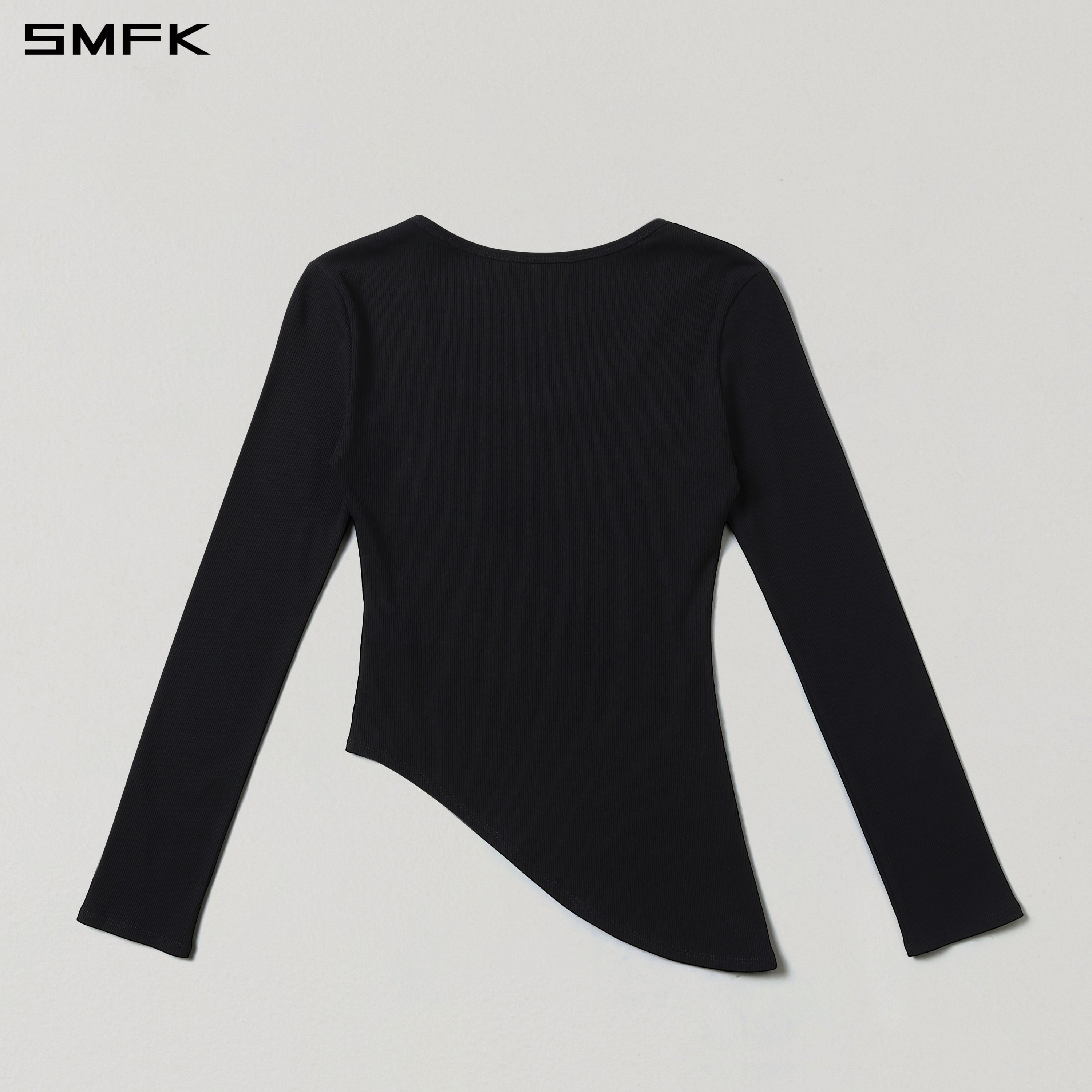 Asymmetrical Long-Sleeved Top in Black
