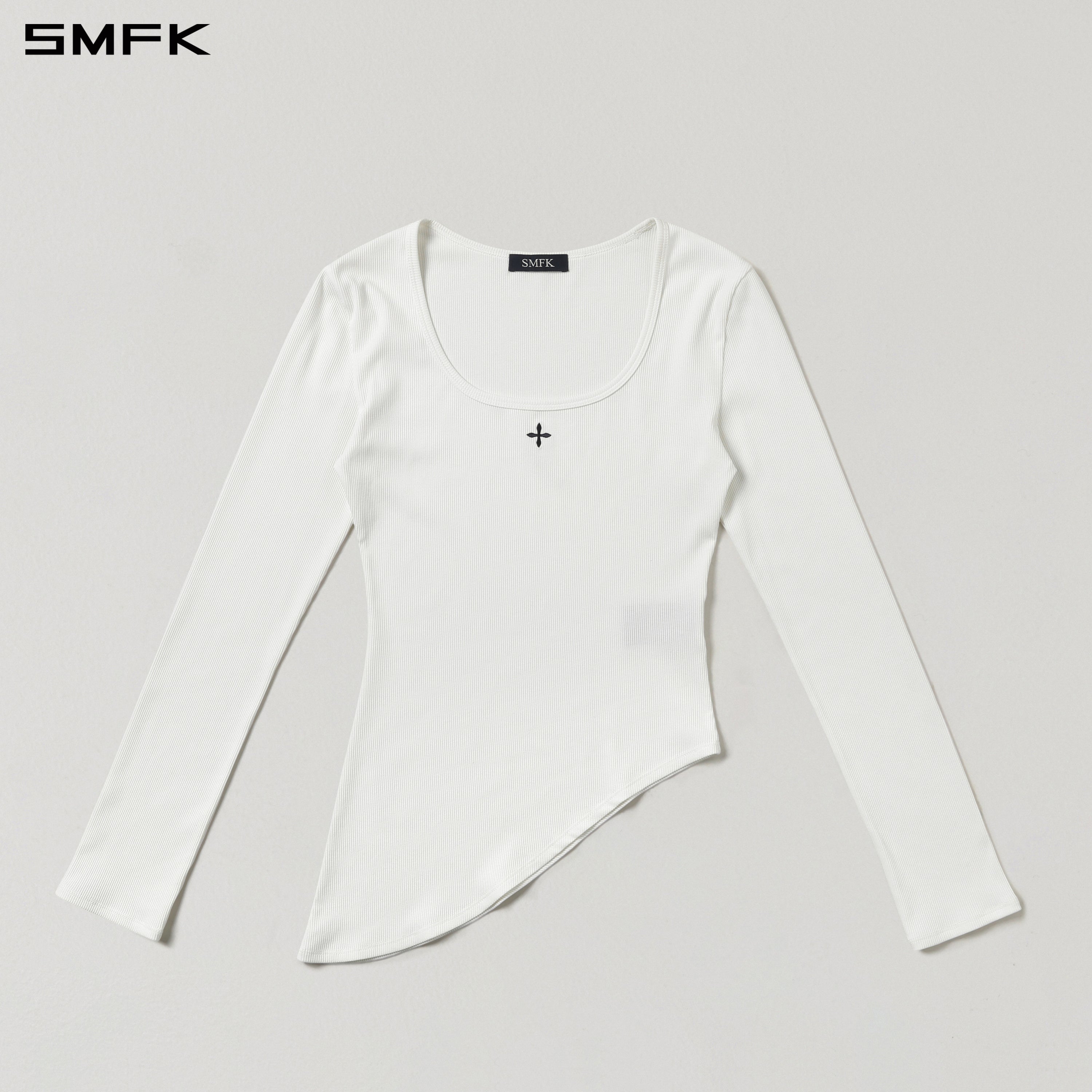 Asymmetrical Long-Sleeved Top in White