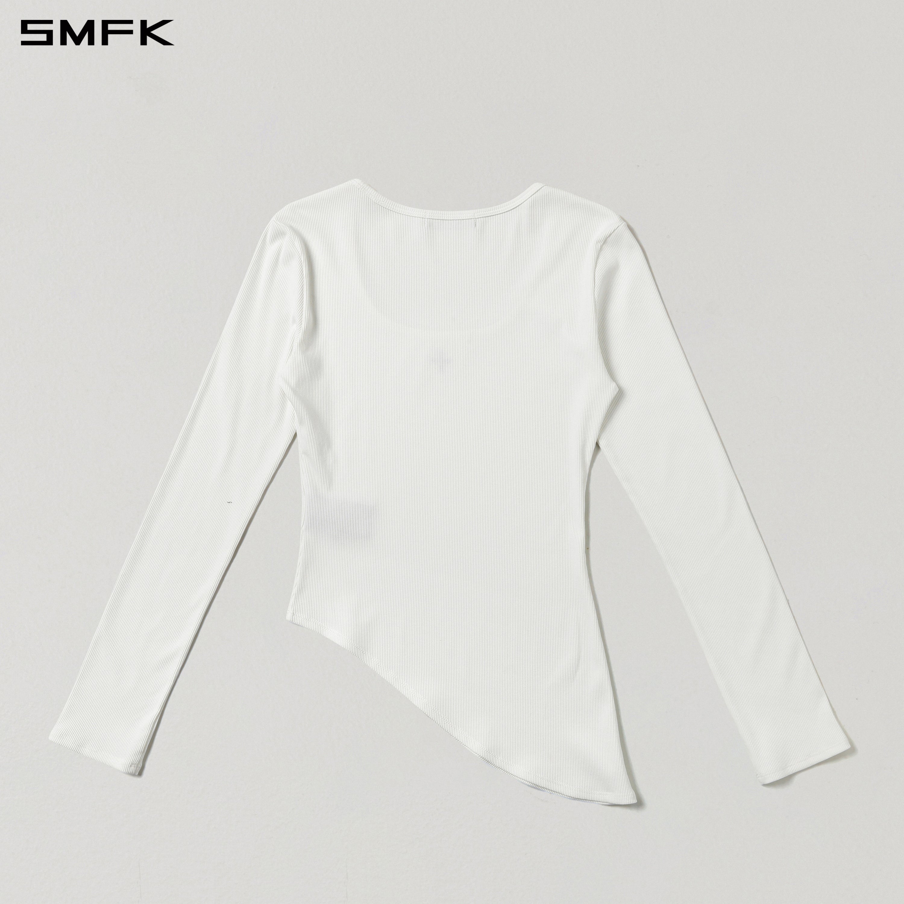 Asymmetrical Long-Sleeved Top in White