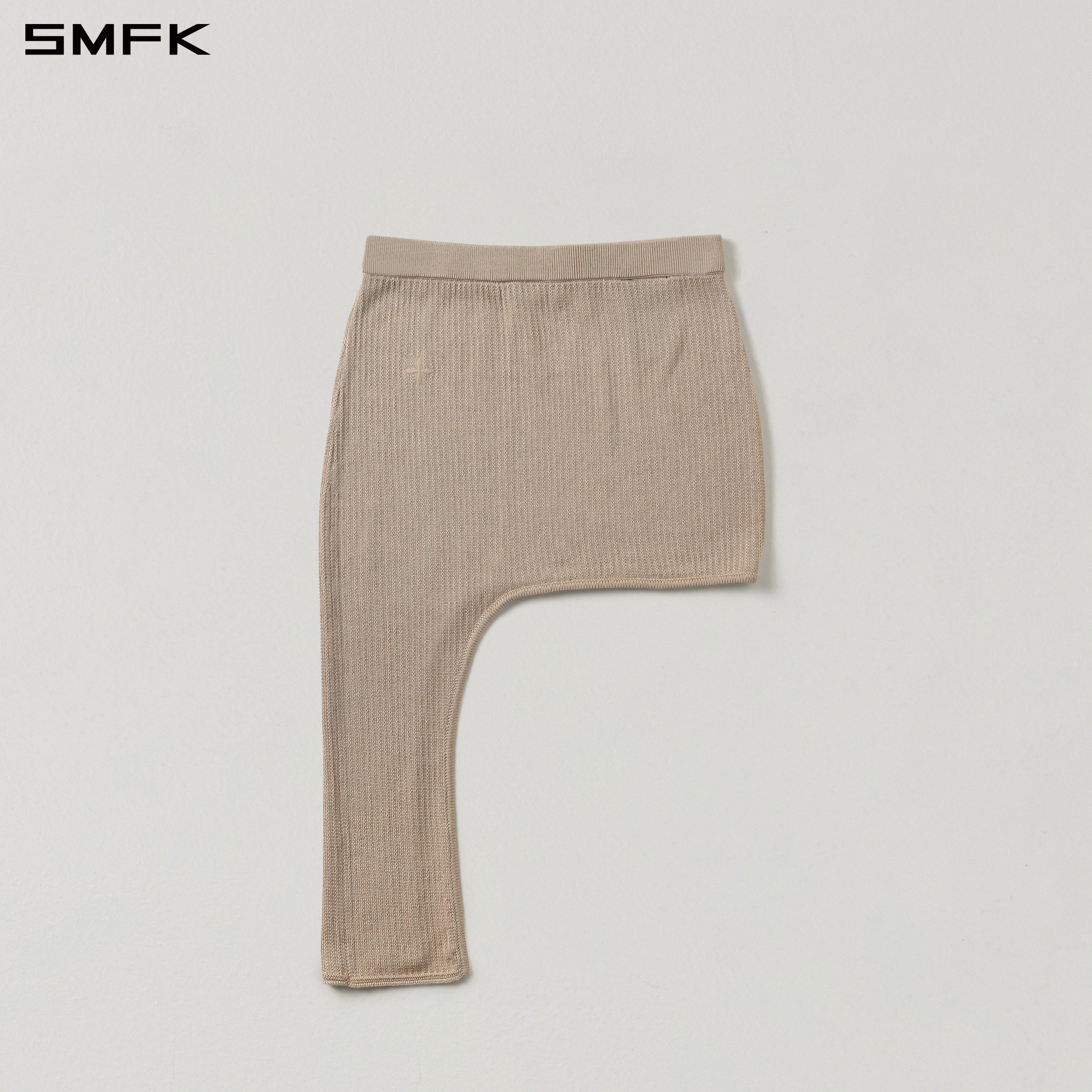 Asymmetrical Knitted Mini Skirt in Skin Tone