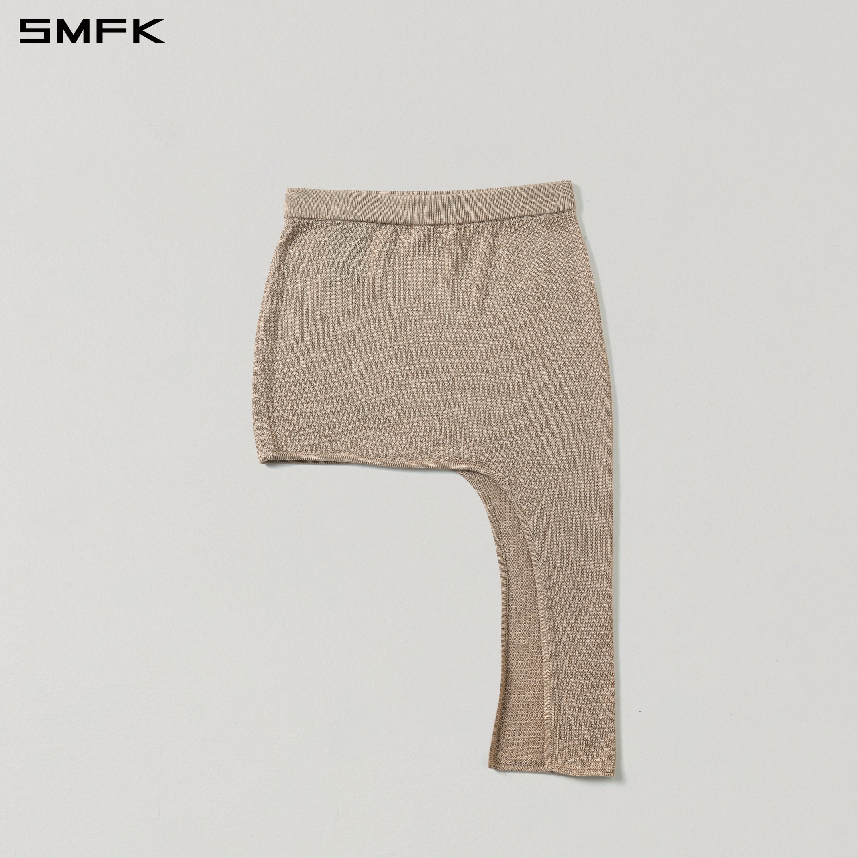 Asymmetrical Knitted Mini Skirt in Skin Tone