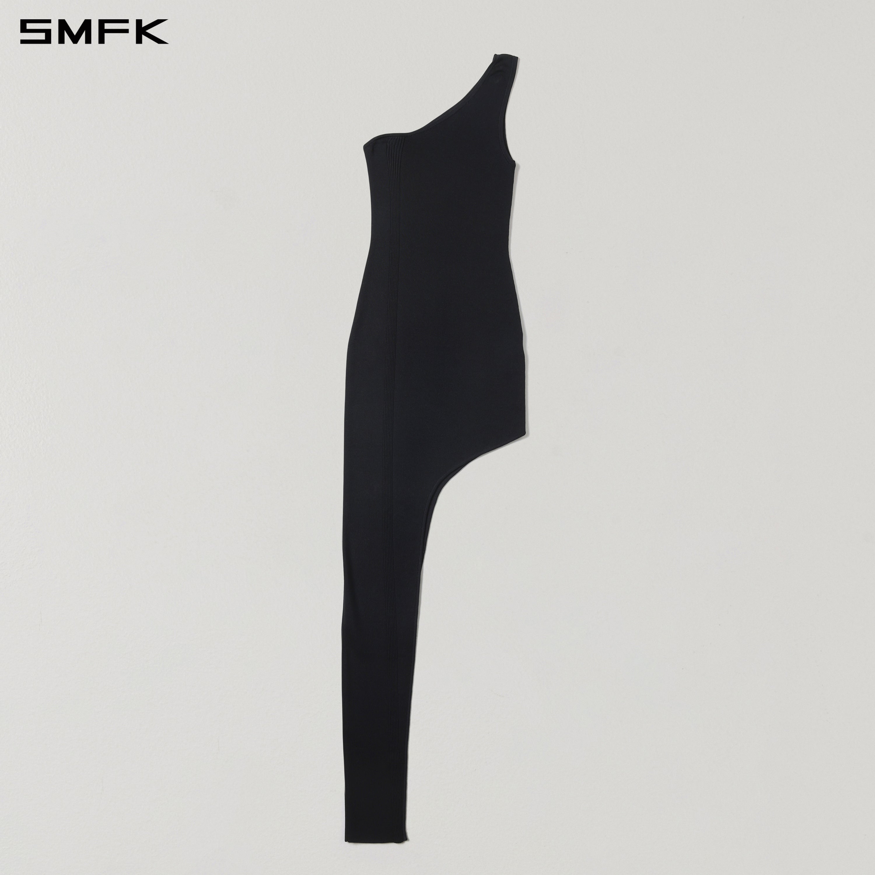 One-Shoulder Knitted Evening Dress in Black