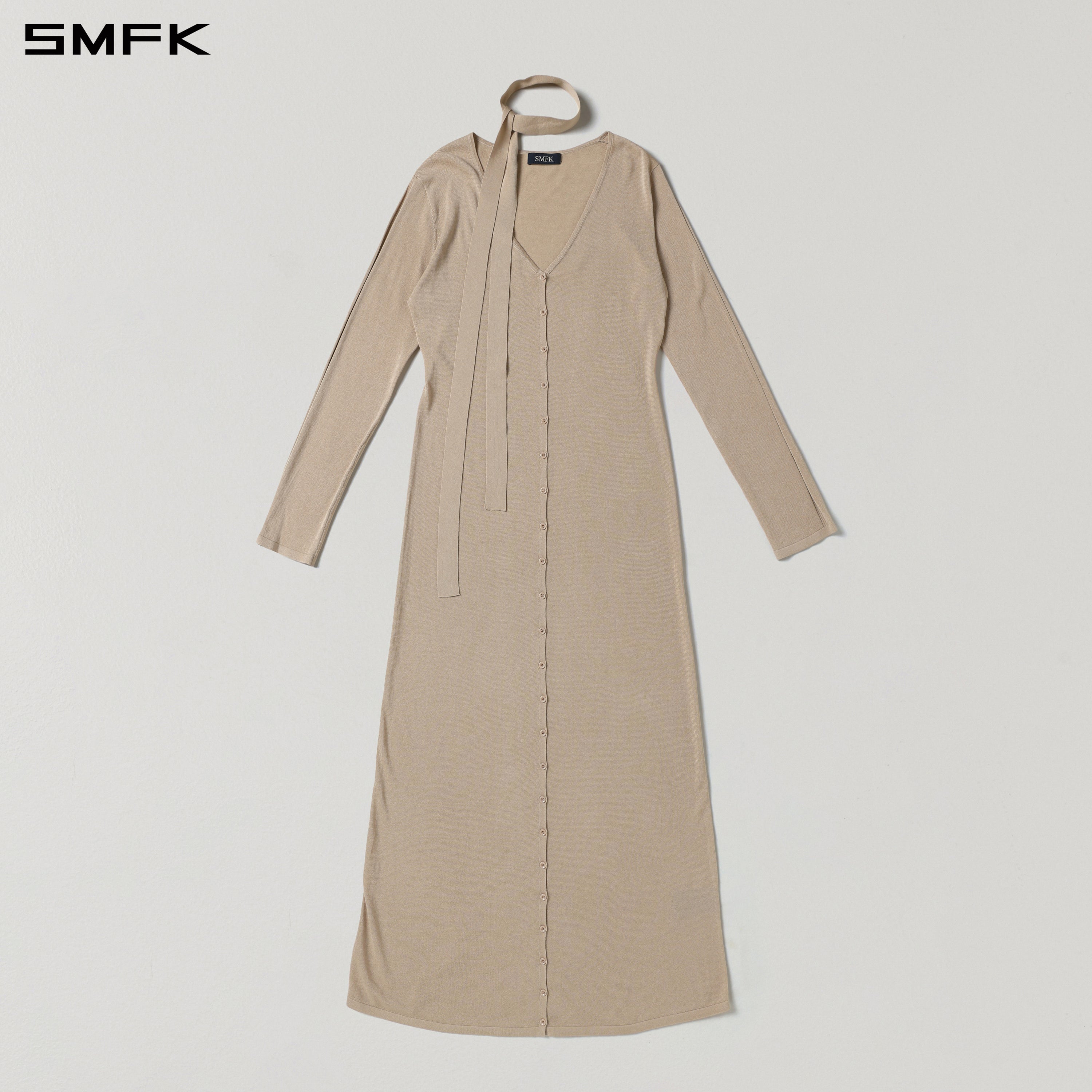 Hoodie Cardigan Long Skirt in Skin Tone