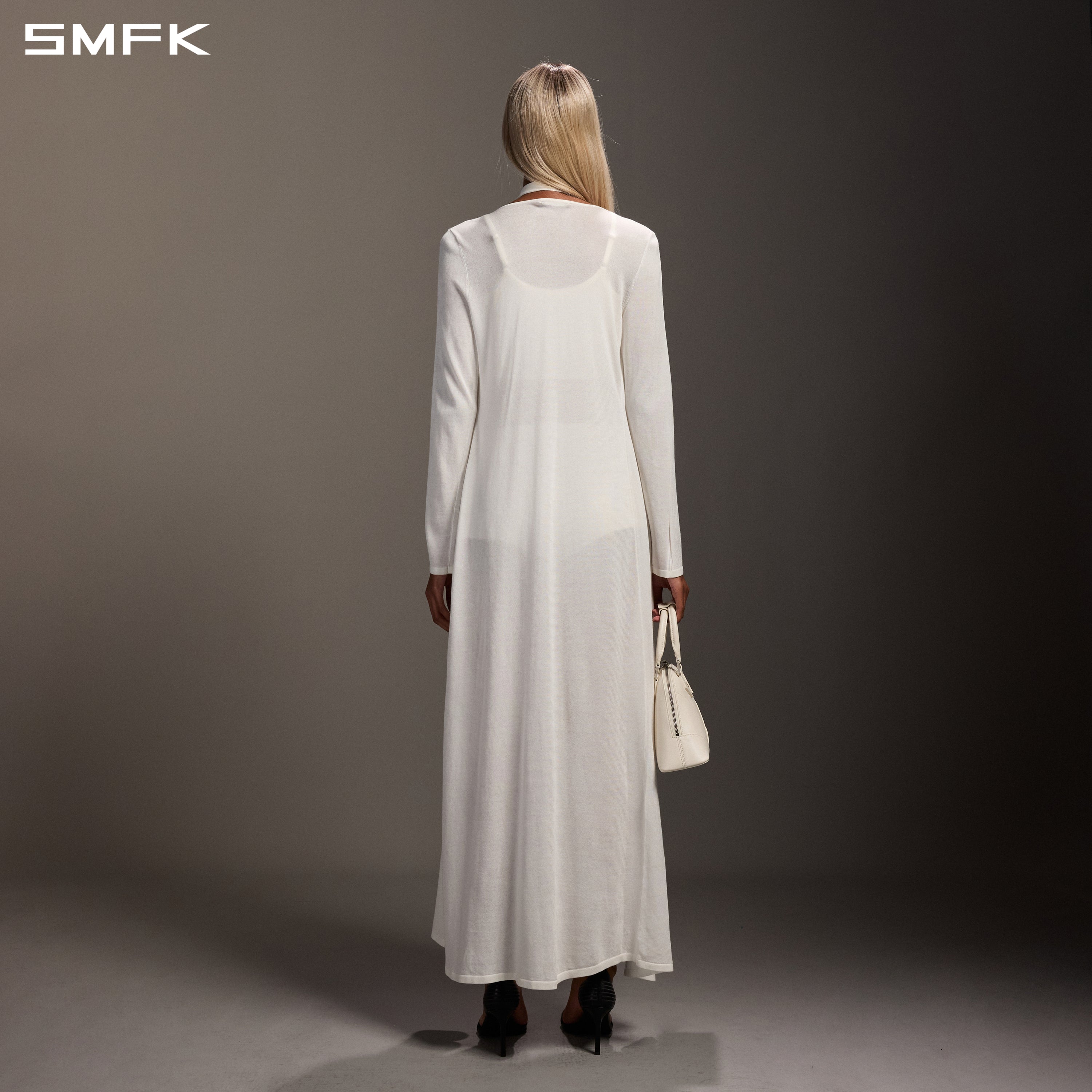 White Hoodie Cardigan Long Skirt