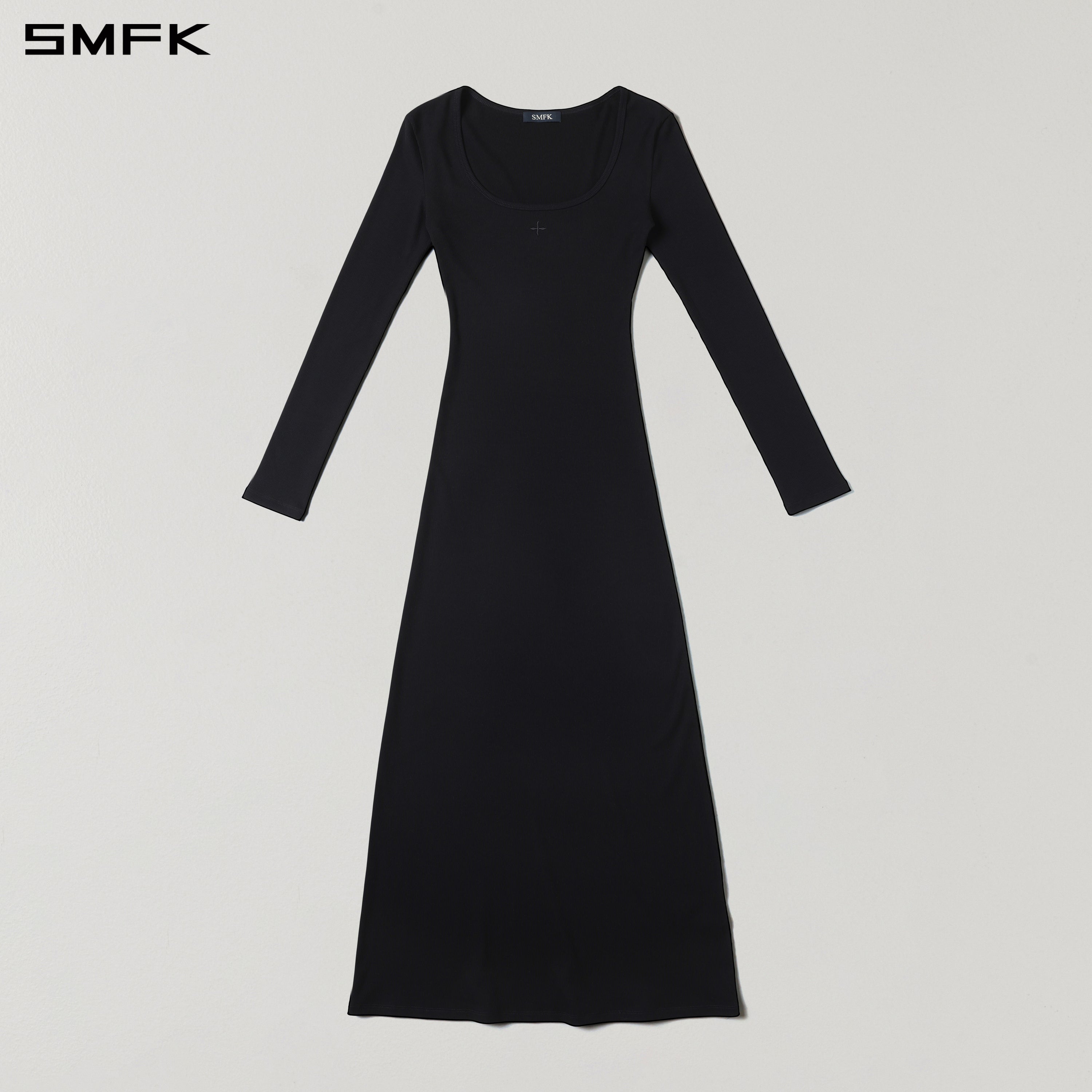 Black Long-Sleeved Silk Dress
