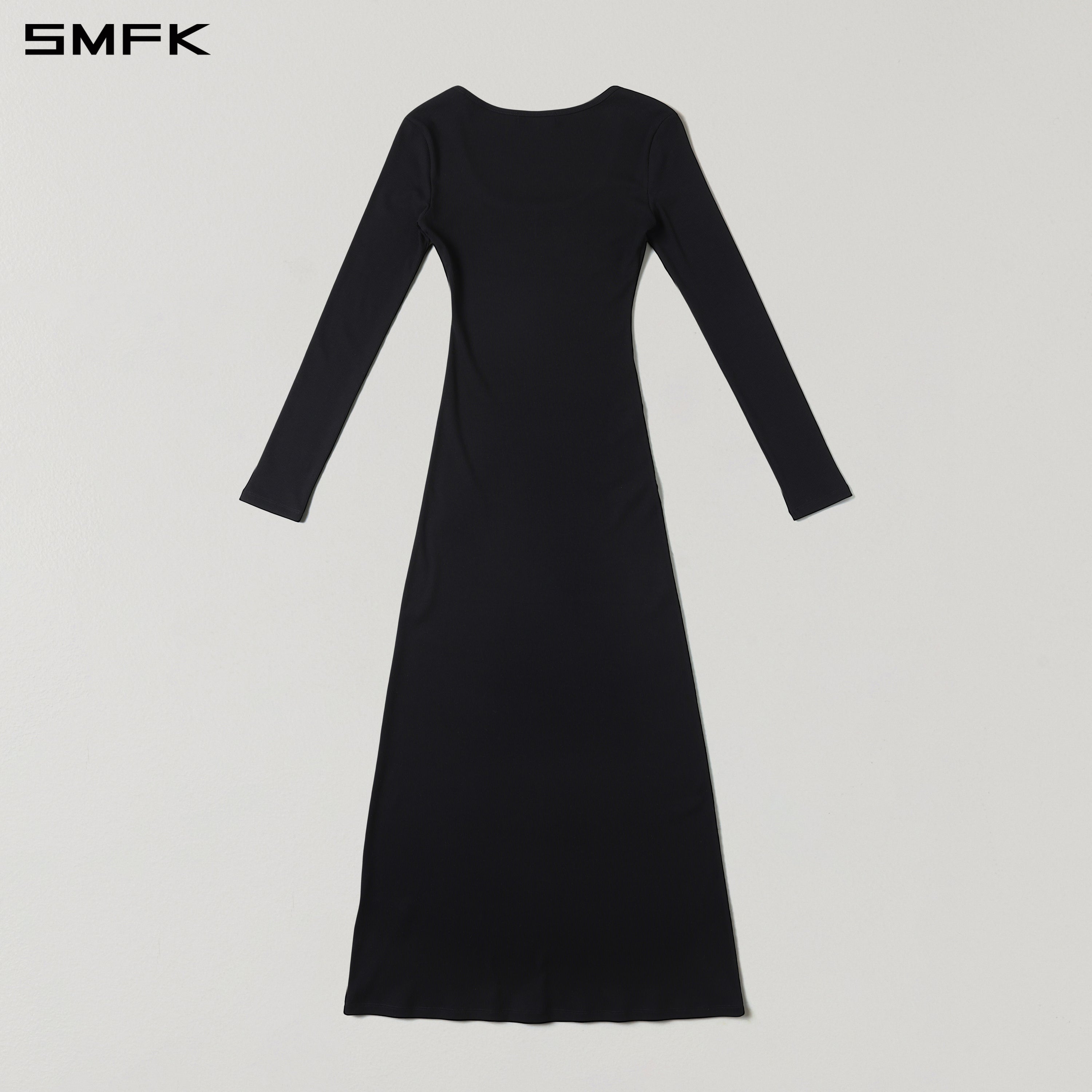 Black Long-Sleeved Silk Dress