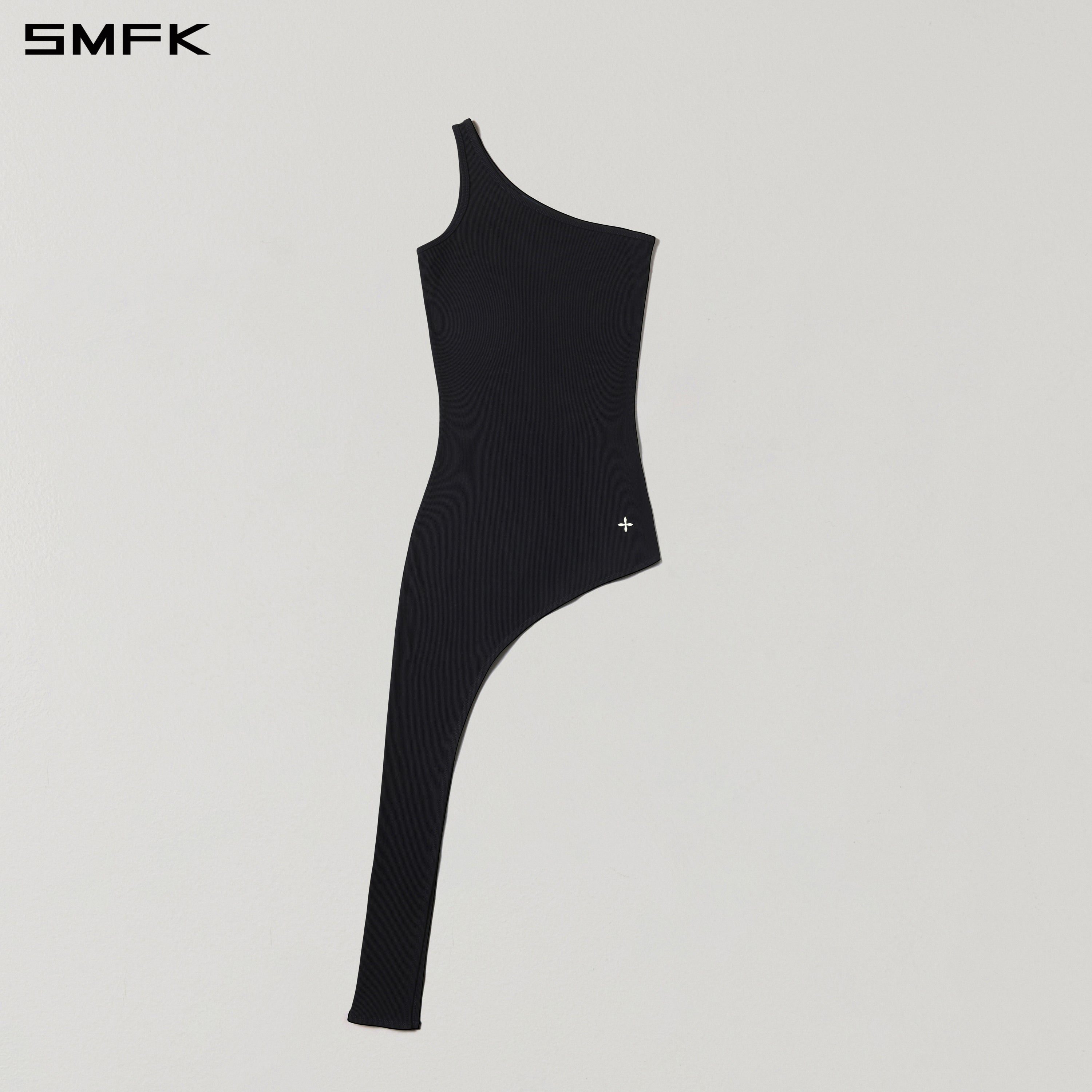Asymmetrical One-Shoulder Long Dress in Black