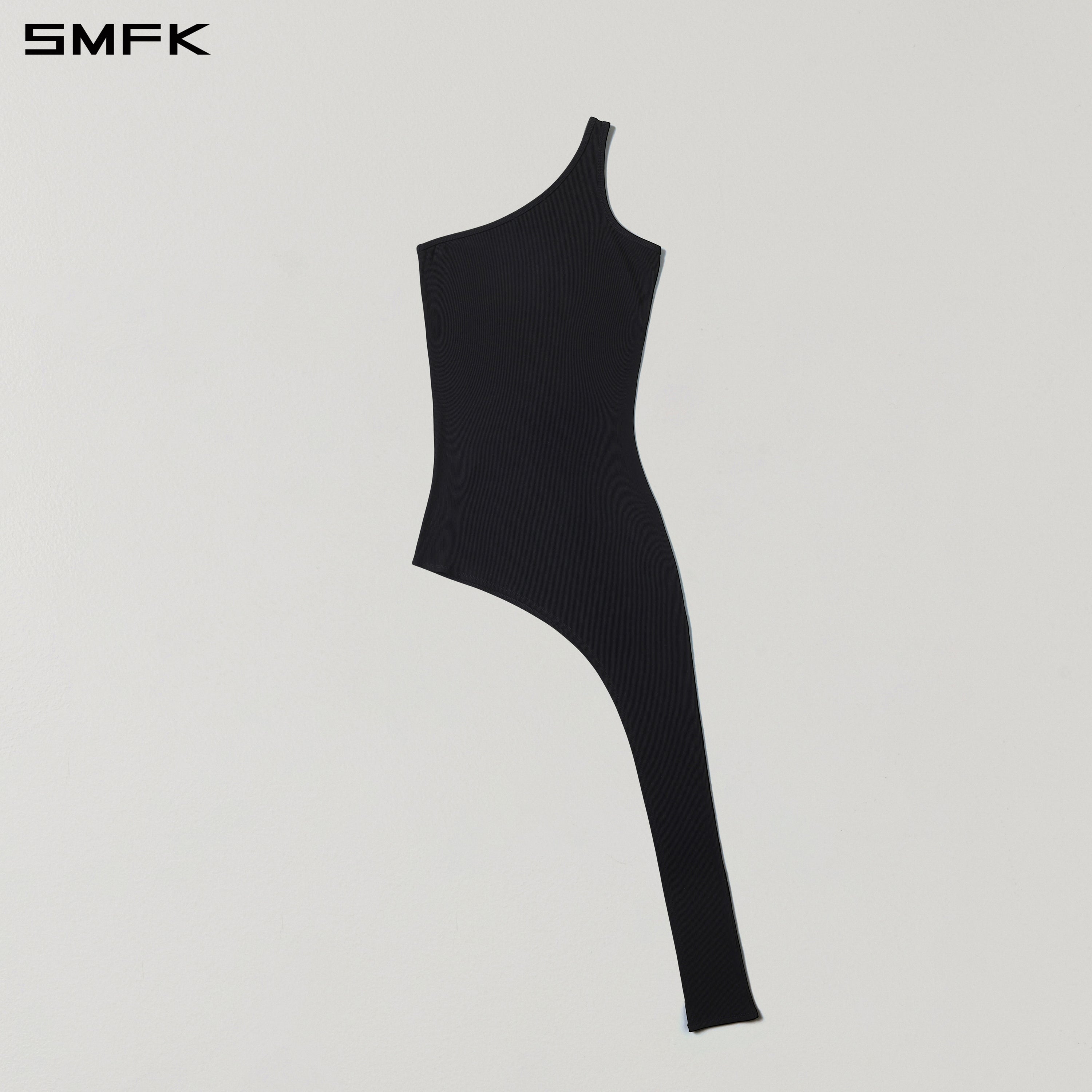 Asymmetrical One-Shoulder Long Dress in Black