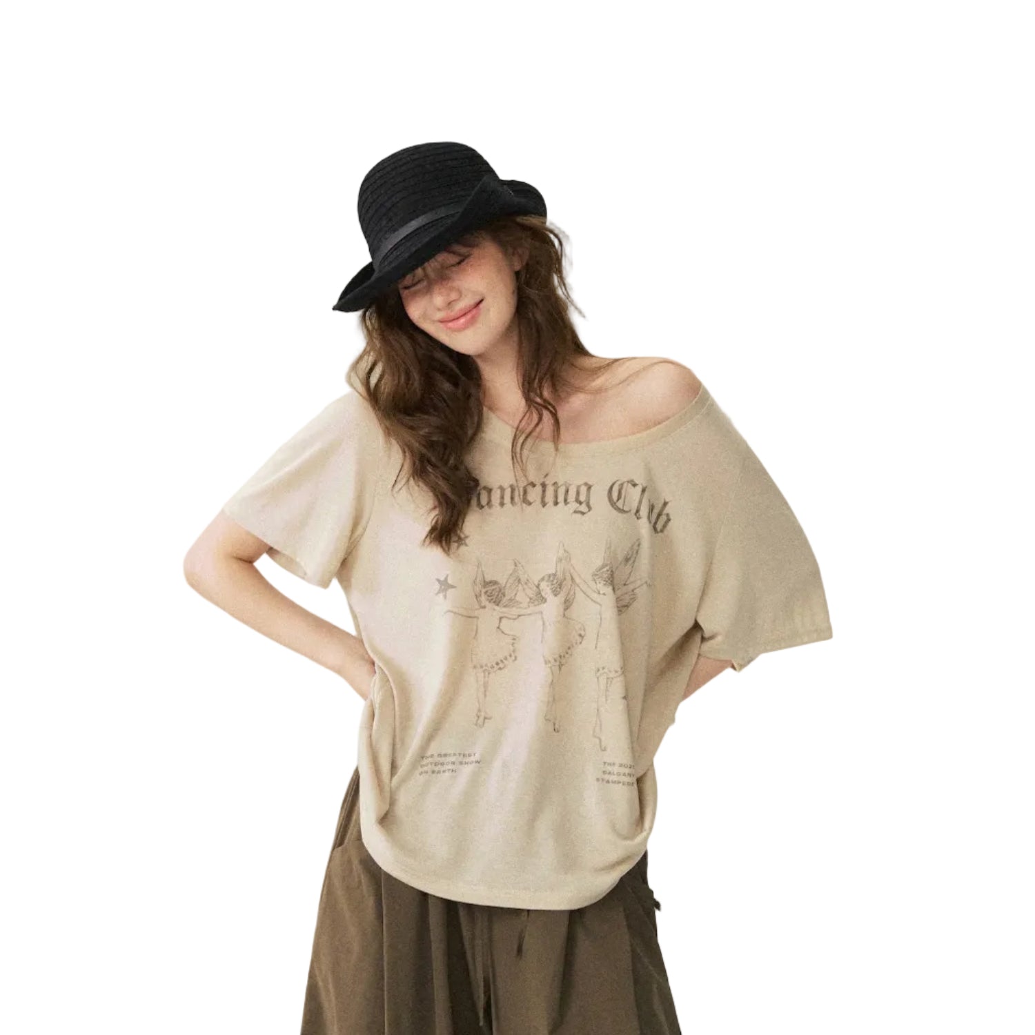 Retro Short-Sleeved T-Shirt in Khaki