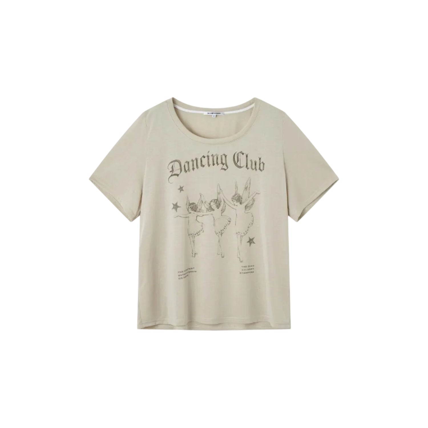 レトロなカーキ色の半袖Tシャツ
