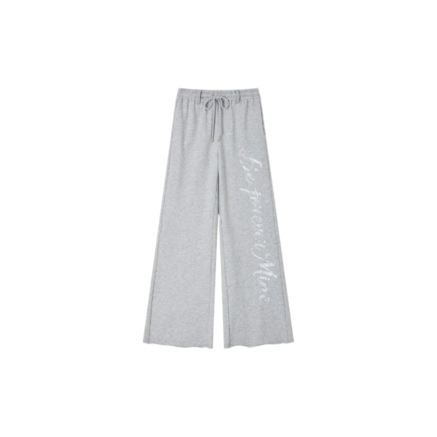 Letter Print Casual Wide-Leg Pants in Gray