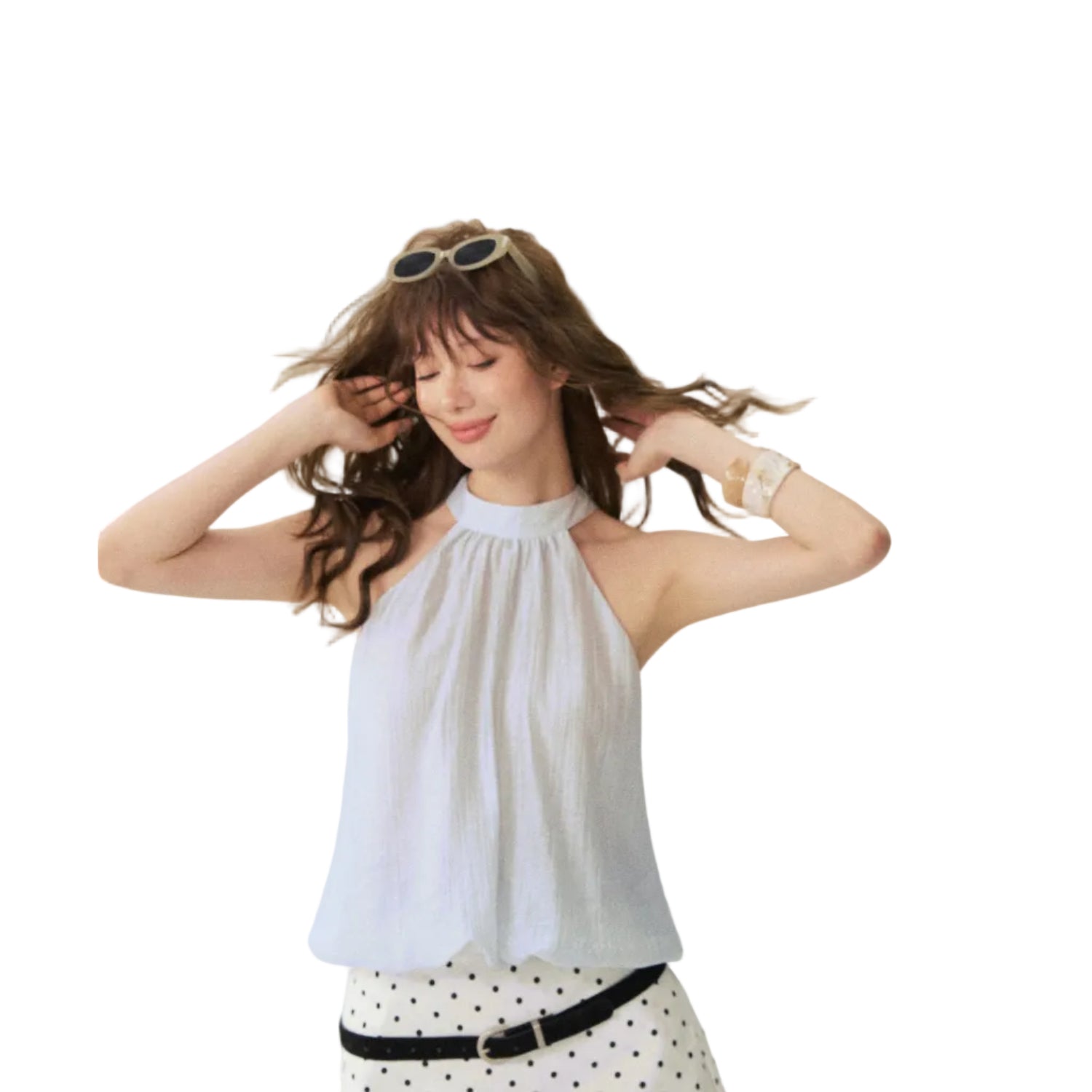 Blue Halter Neck Top with Tie
