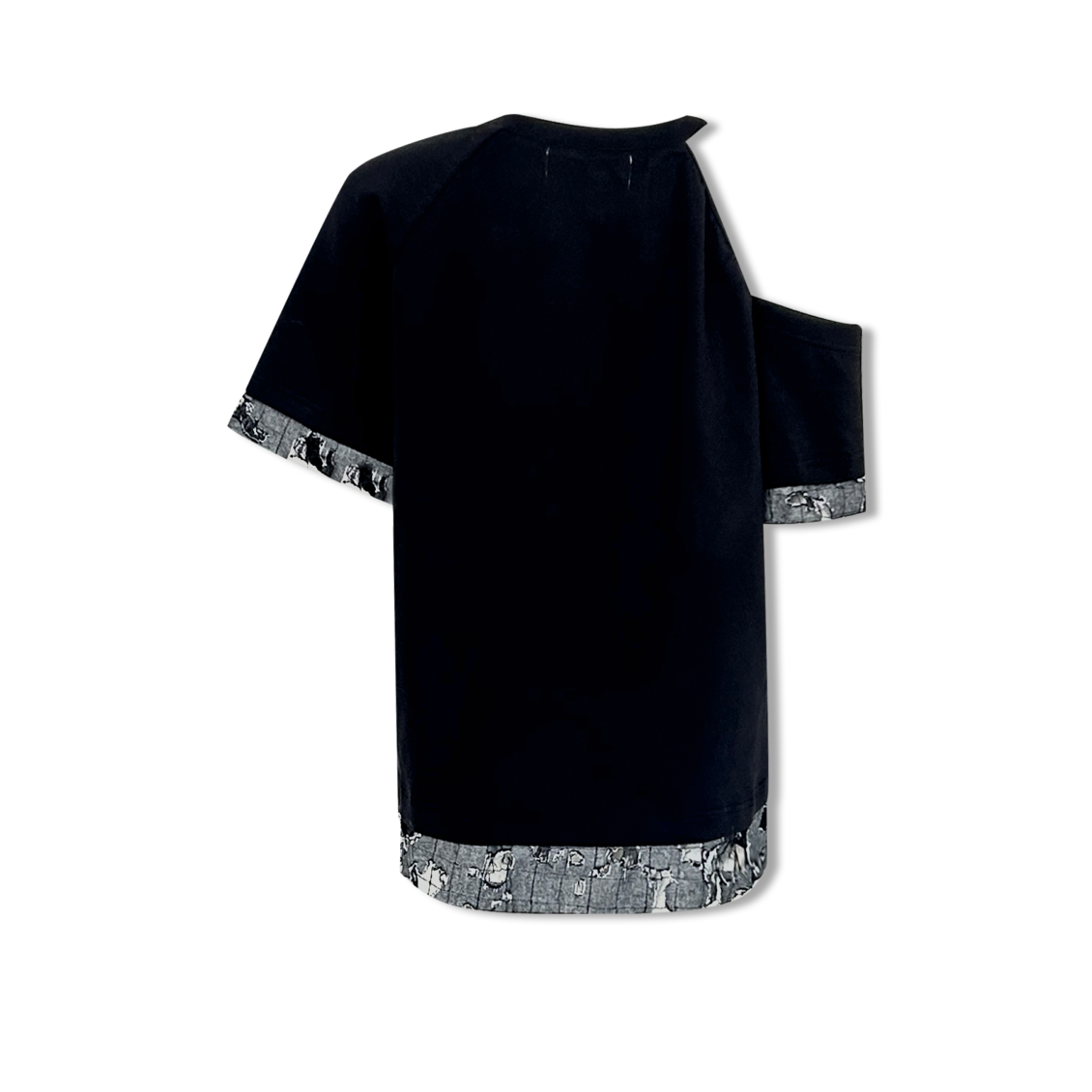 斜肩小熊印花短袖黑色