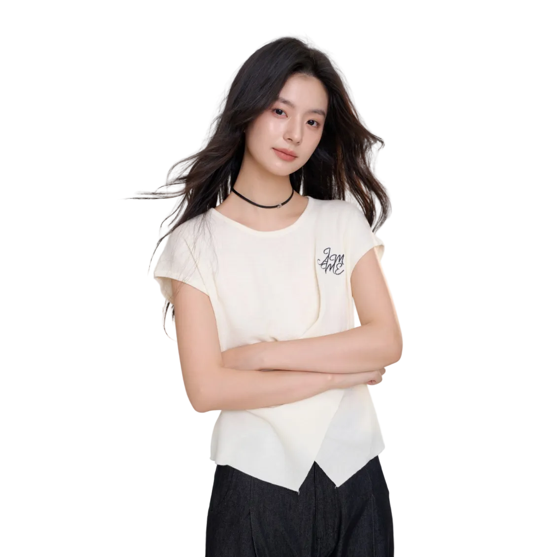 Embroidered Ruffled Top In White