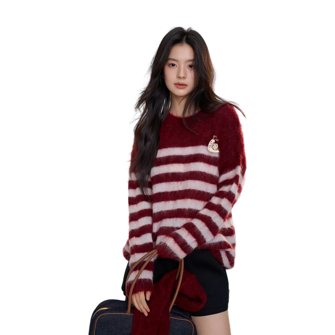 Striped Snail Sweater In Red