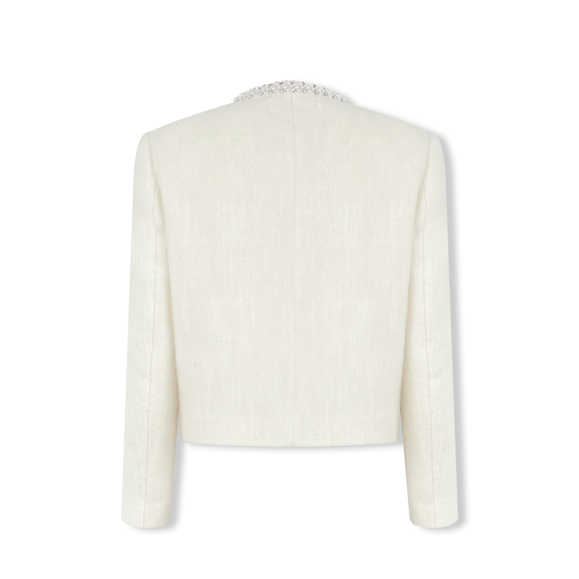 钻领羽毛小香风外套白色