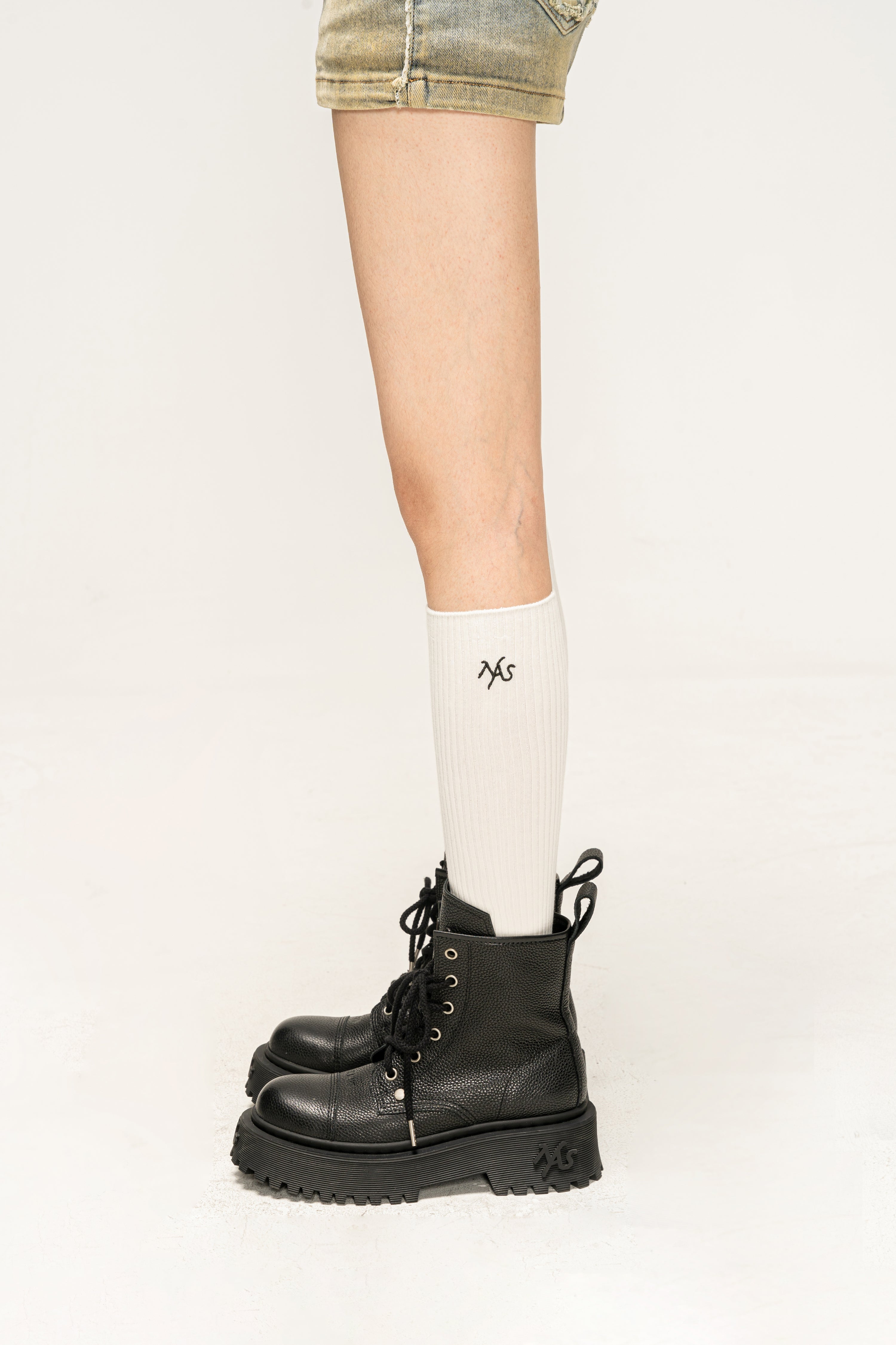 White Classic Loose Over-The-Calf Socks