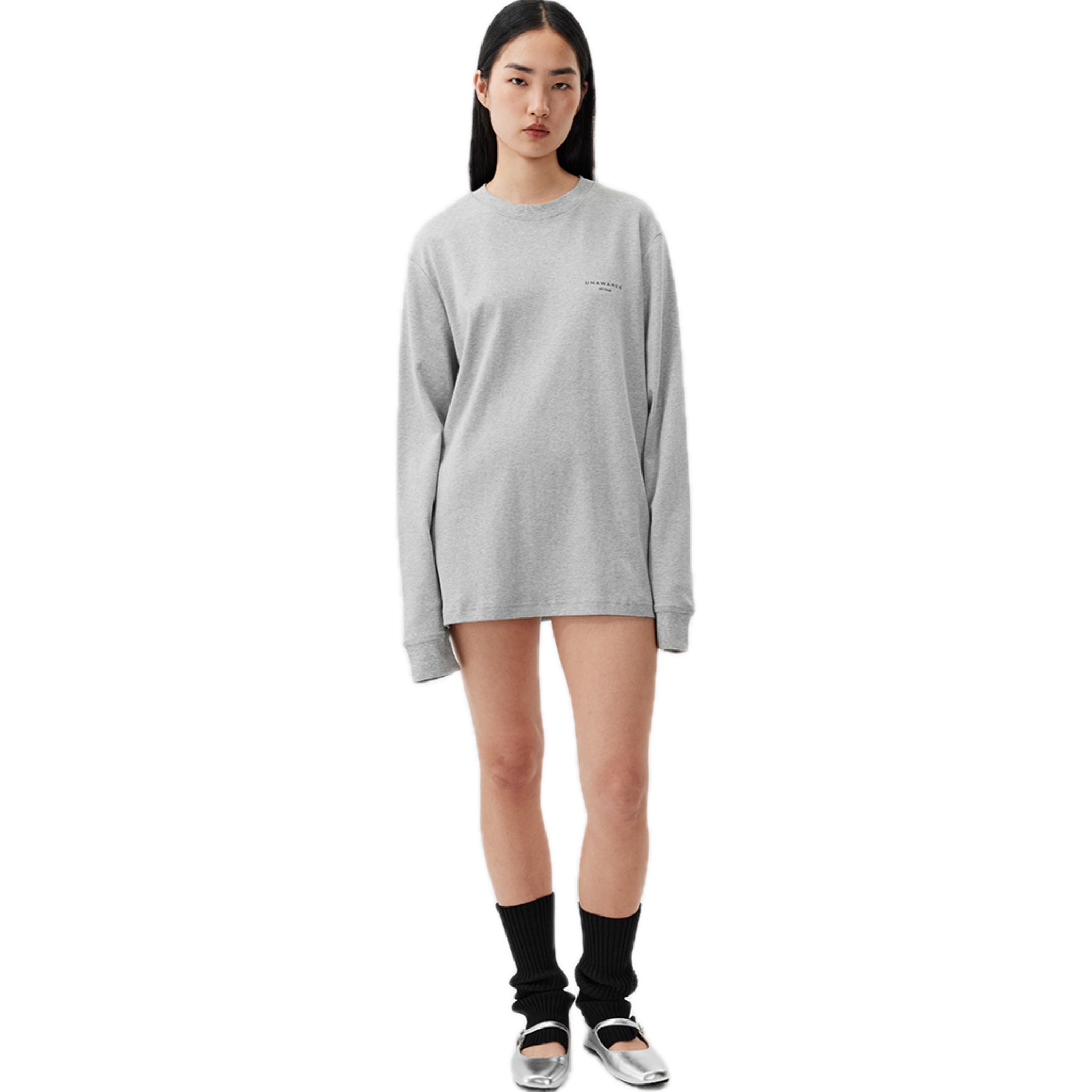 Stereoscopic Toothbrush Logo Long Sleeve T-shirt In Gray