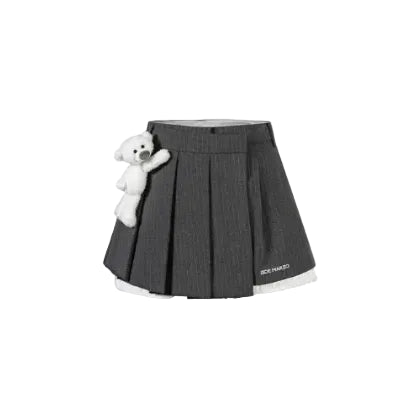 グレーのストライプ柄プリーツキュロット