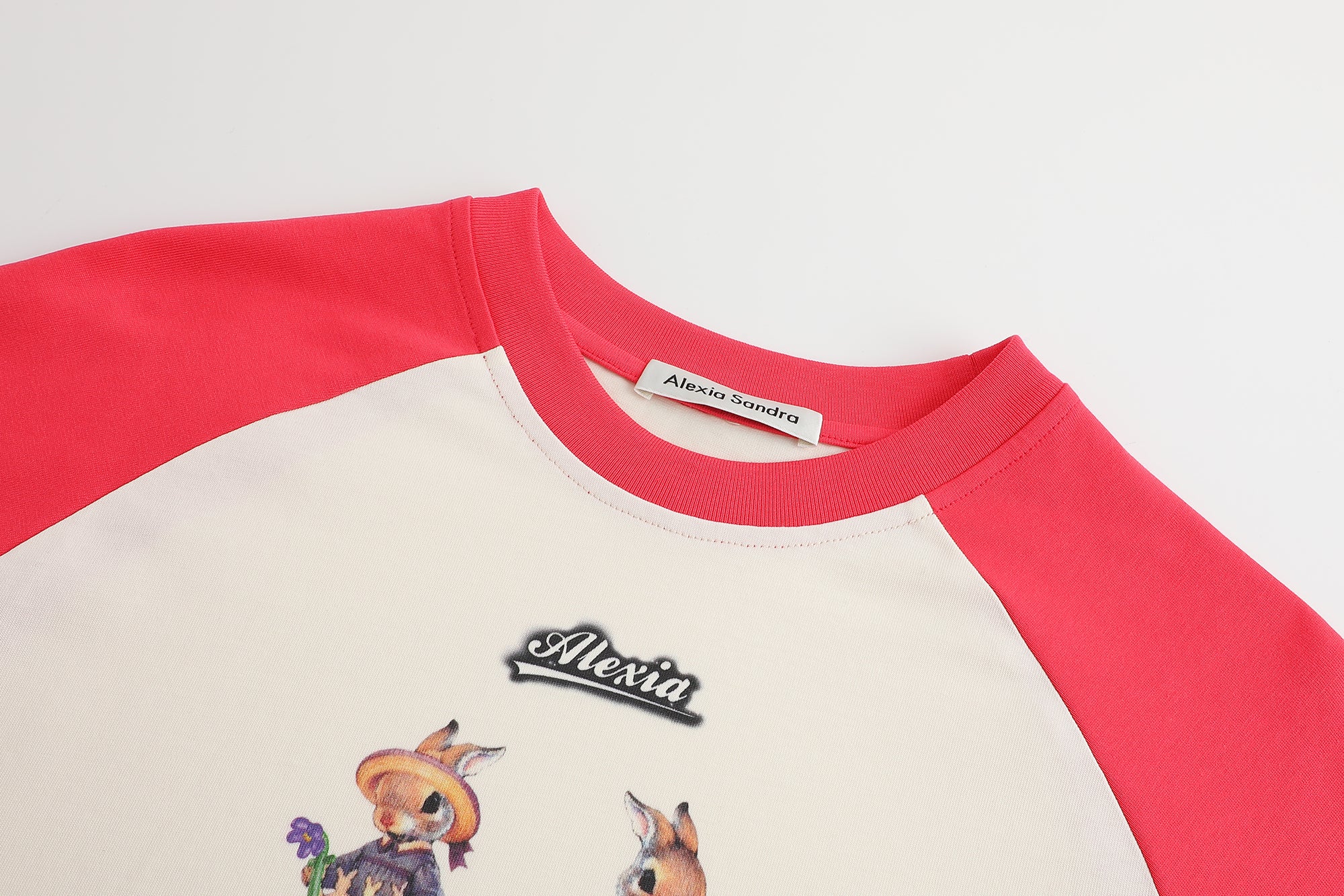 Bunnies Raglan T-Shirt in White And Red