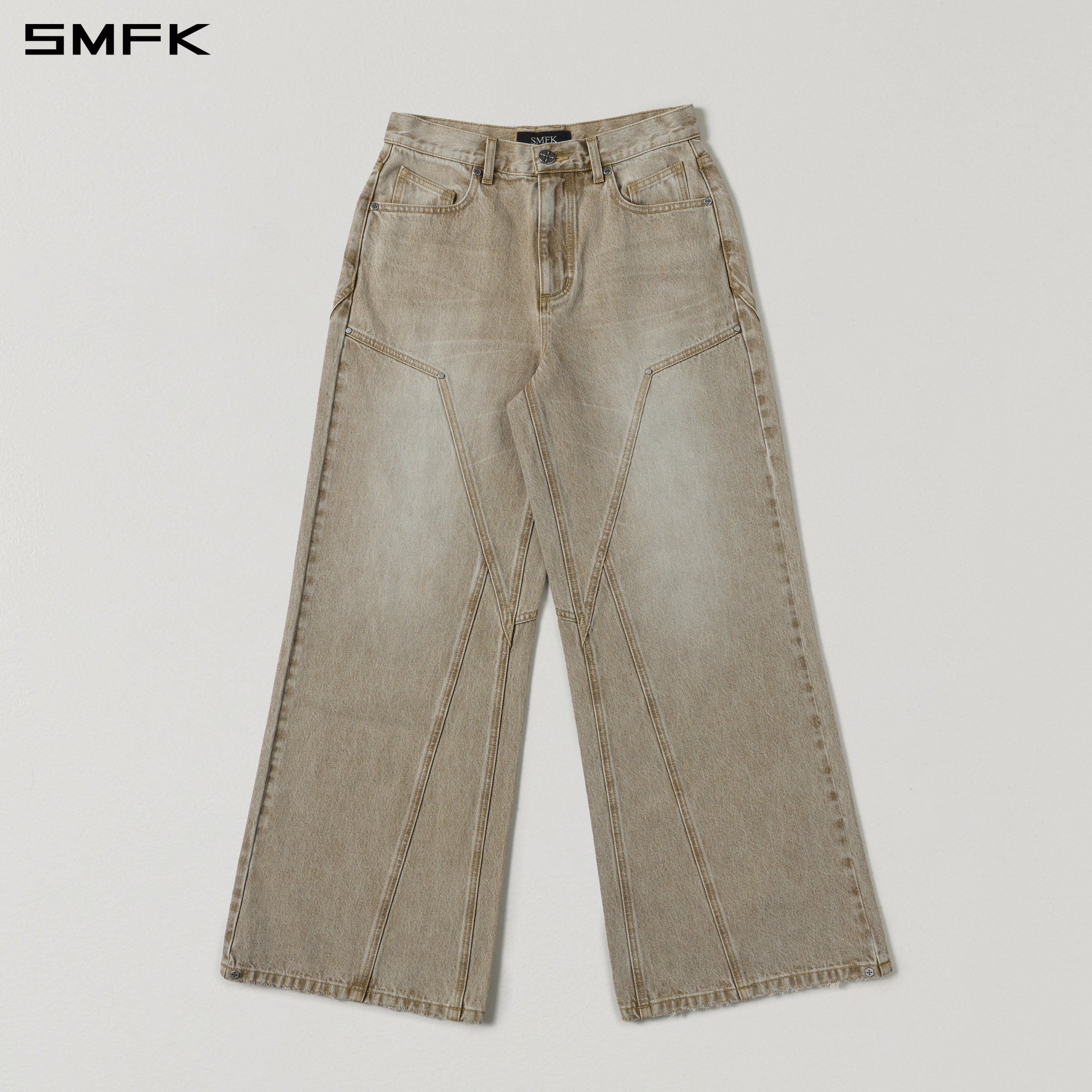 Wide-Leg Flared Jeans in Skin Tone