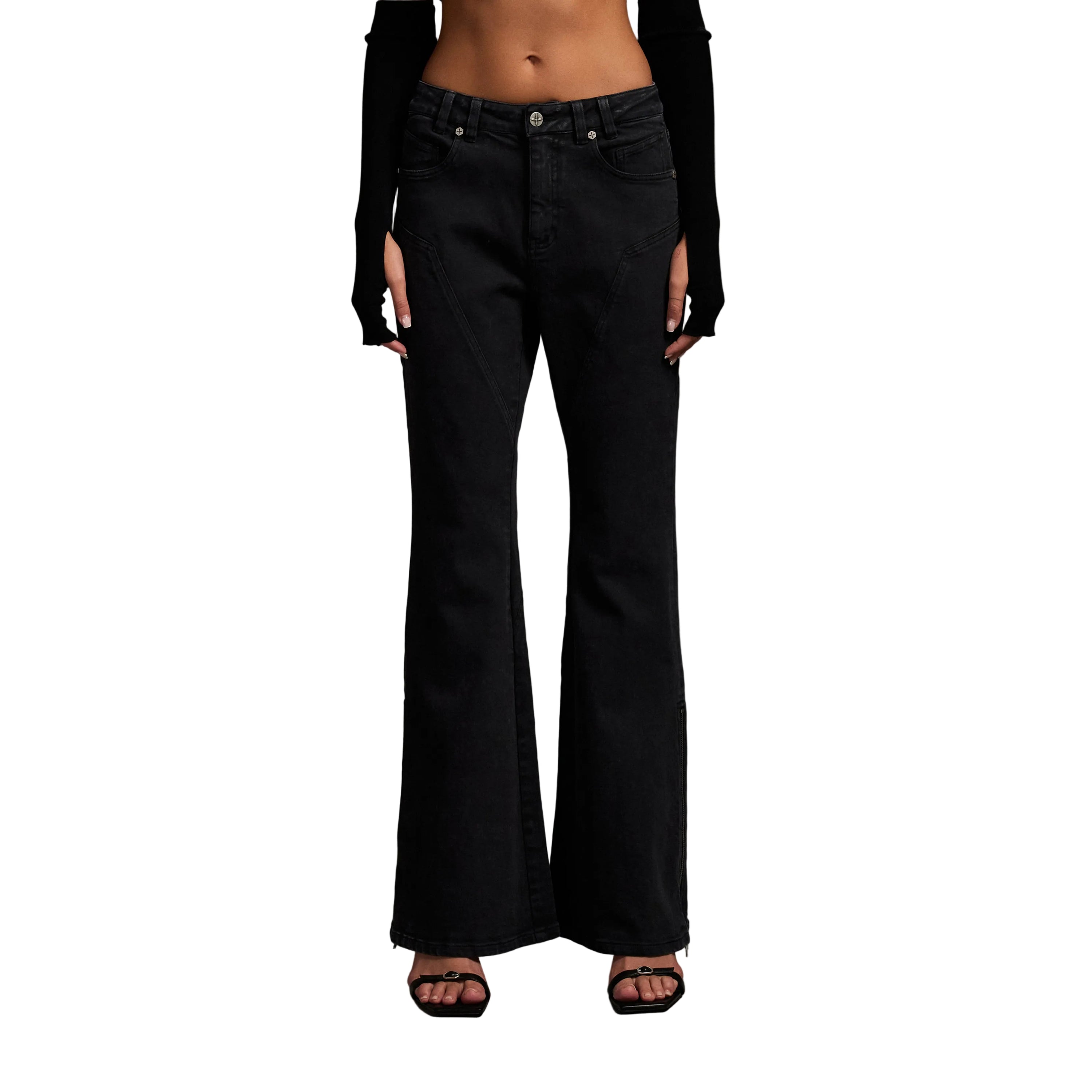 Black Flared Elastic Jeans