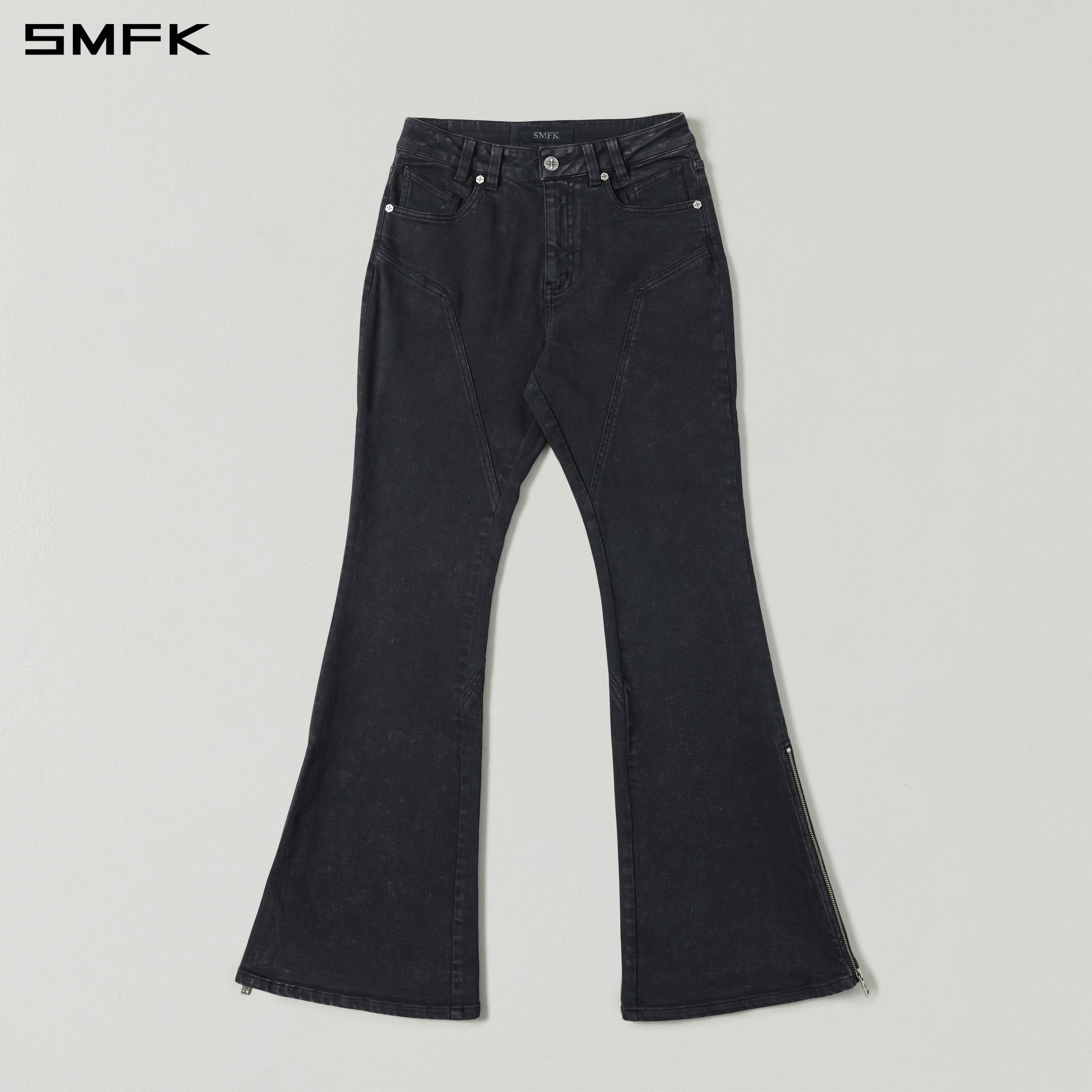 Black Flared Elastic Jeans