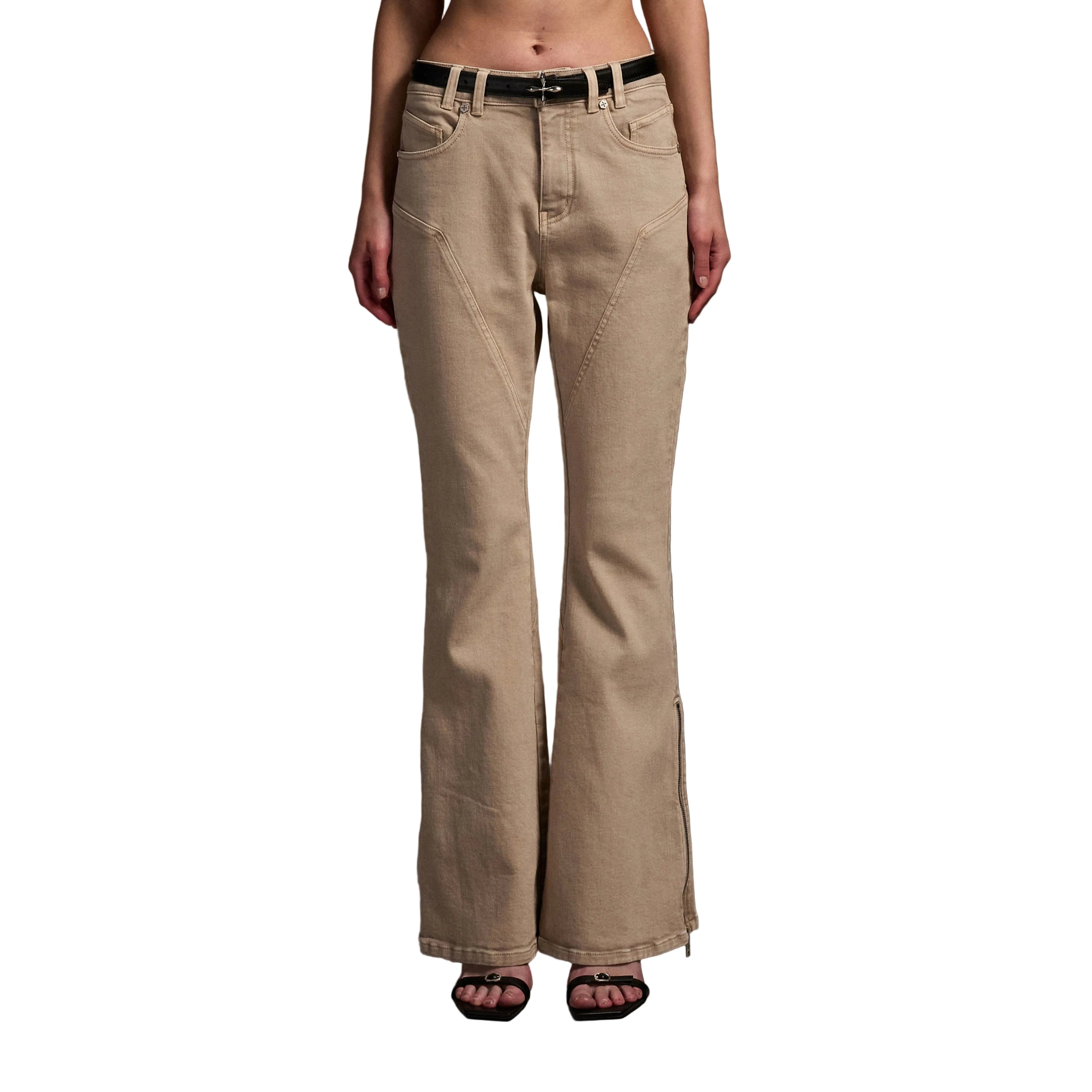 Flared Stretch Jeans in Skin Tone