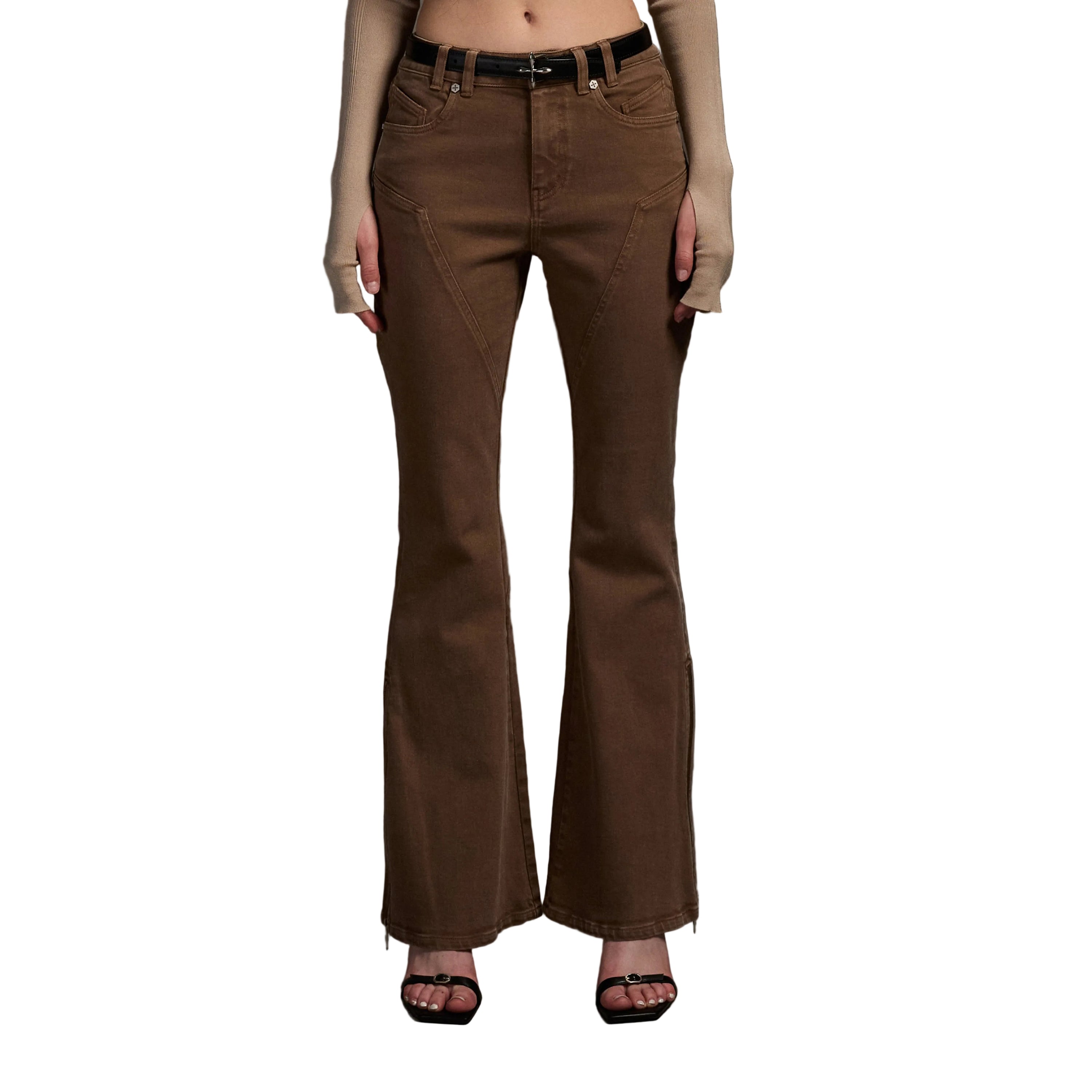 Brown Flared Stretch Jeans