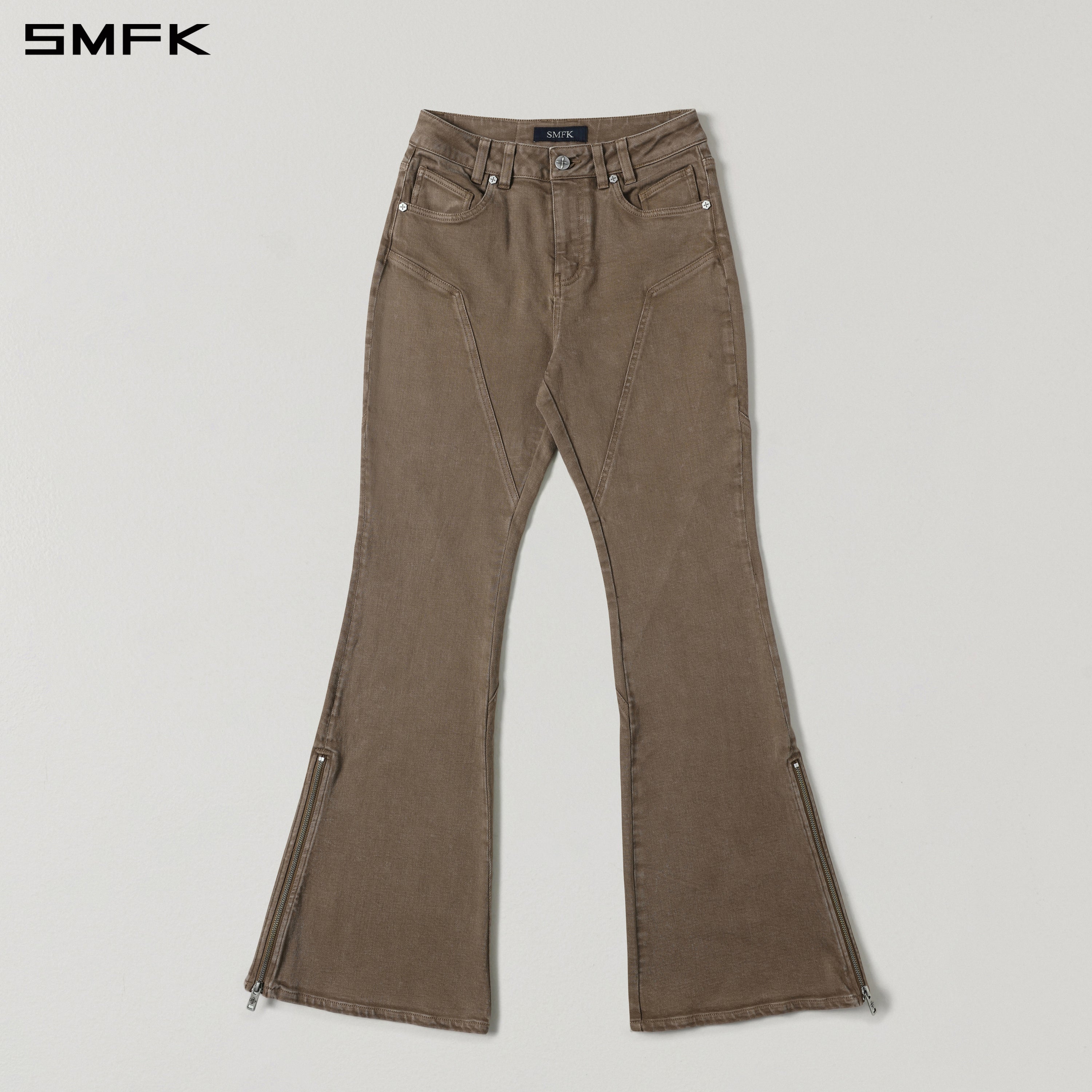 Brown Flared Stretch Jeans